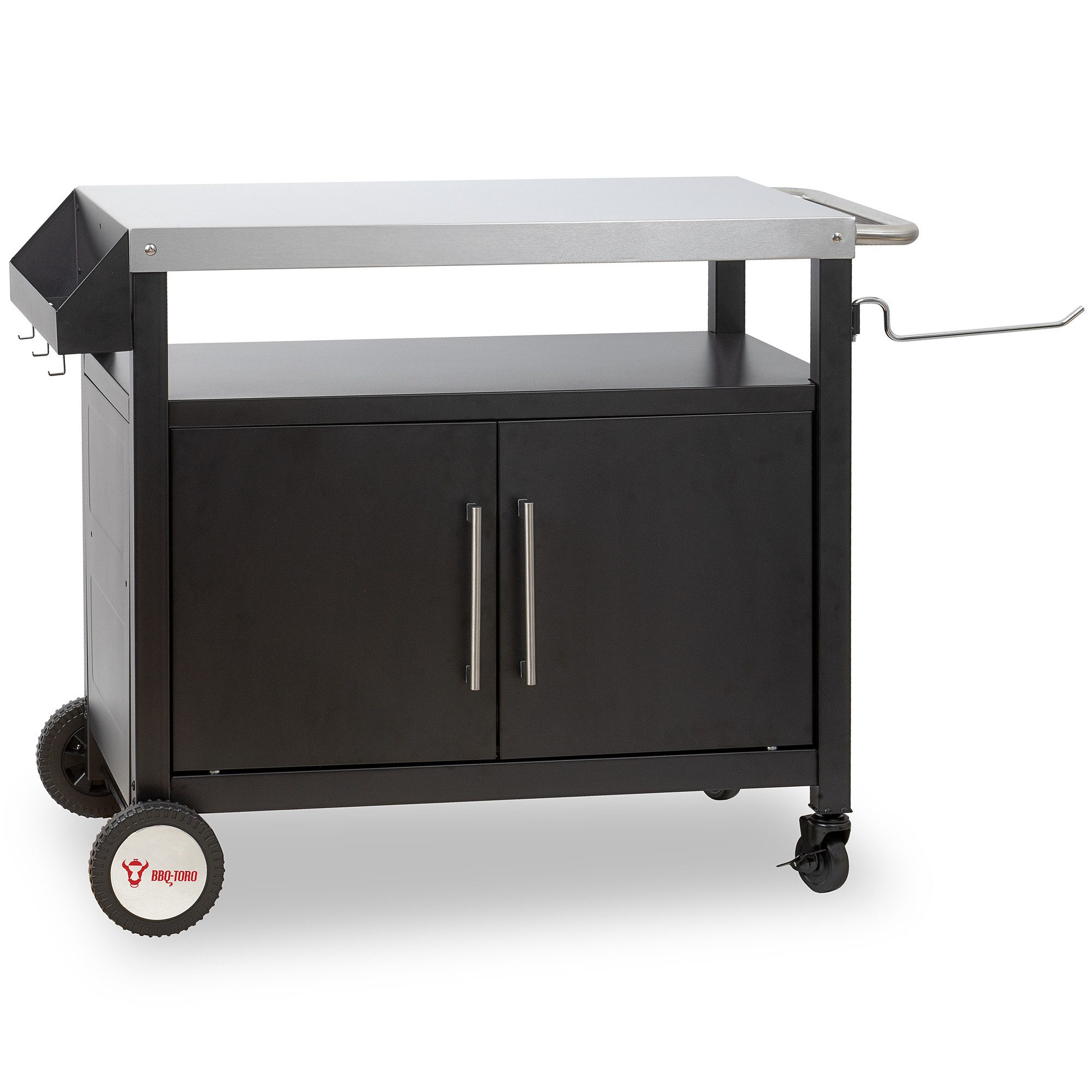 BBQ-Toro Grillablagetisch Grillwagen 103,5 x 59 x 81 cm, Silber/Schwarz Grilltisch, Servierwagen (1-St), Zwei integrierte Bremsen