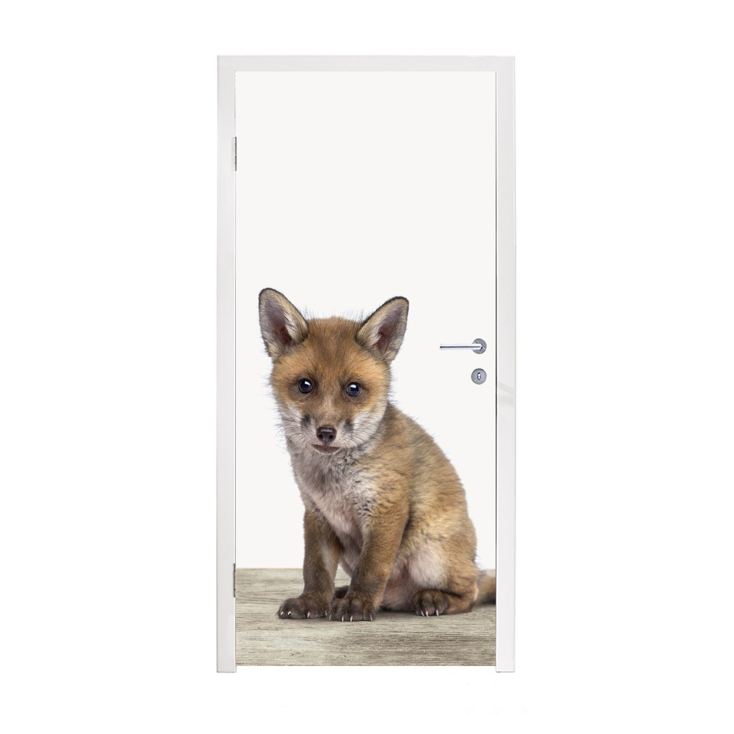 MuchoWow Türtapete Fuchs - Baby-Fuchs - Kinder - Mädchen - Jungen, Matt, bedruckt, (1 St), Fototapete für Tür, Türaufkleber, 75x205 cm