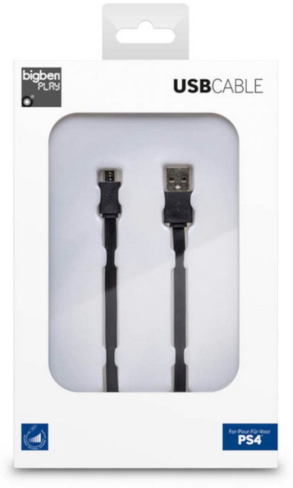 BigBen PS4 Ladekabel, 3m, schwarz Playstation-Zubehör Controller