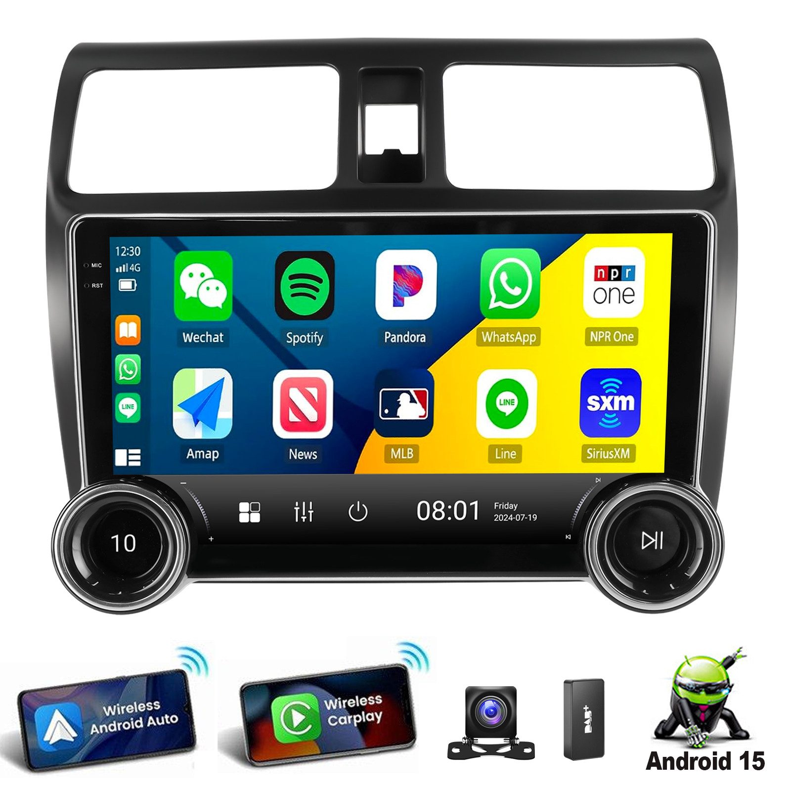 ESSGOO 10" Android15 WiFi GPS Navi RDS Für Suzuki Swift 2003-2010 CarPlay ES5 Autoradio (RDS, 4+64GB(optional), FM, AM, DAB+ (optional), Wireless Apple Carplay & Android Auto,2 DIN,WMA,ASP)