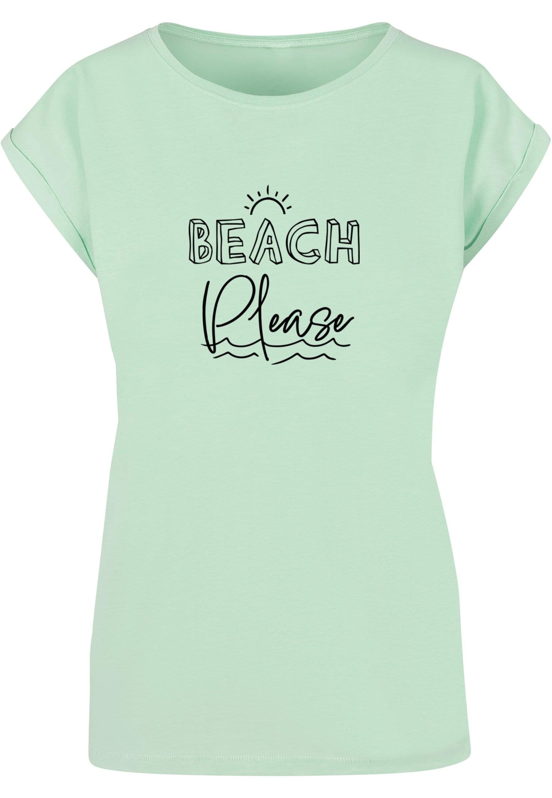 Merchcode T-Shirt Beach (1-tlg) Ladies Shoulder Extended Tee Please Damen