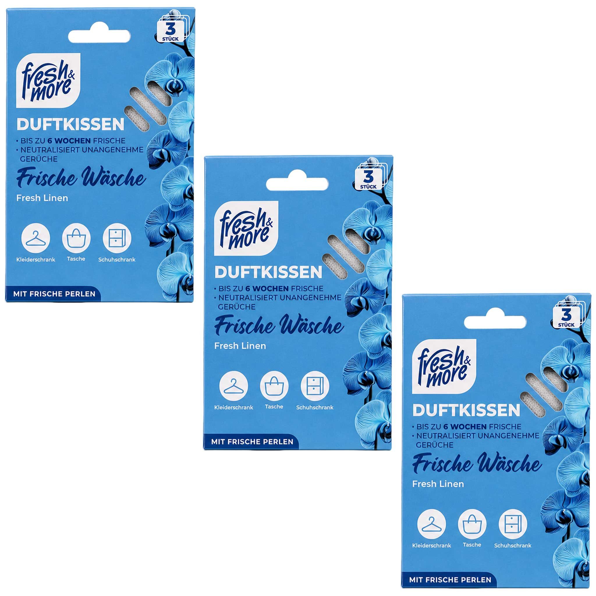 fresh & more Duftbeutel Duftkissen Mix, 3er Set, 9-tlg., 3 Packungen mit je 3 Duftkissen, 3 Duftvarianten, mit Frischeperlen