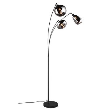 etc-shop Stehlampe, Leuchtmittel nicht inklusive, Stehleuchte Stehlampe Standleuchte 3 Flammig Glas Chrom bedampft 200cm