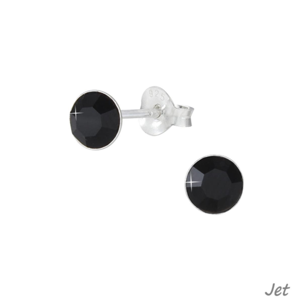 Paar Ohrstecker Kristall Ohrstecker rund: 925 Silber Ohrringe „Solitär“ 5 mm