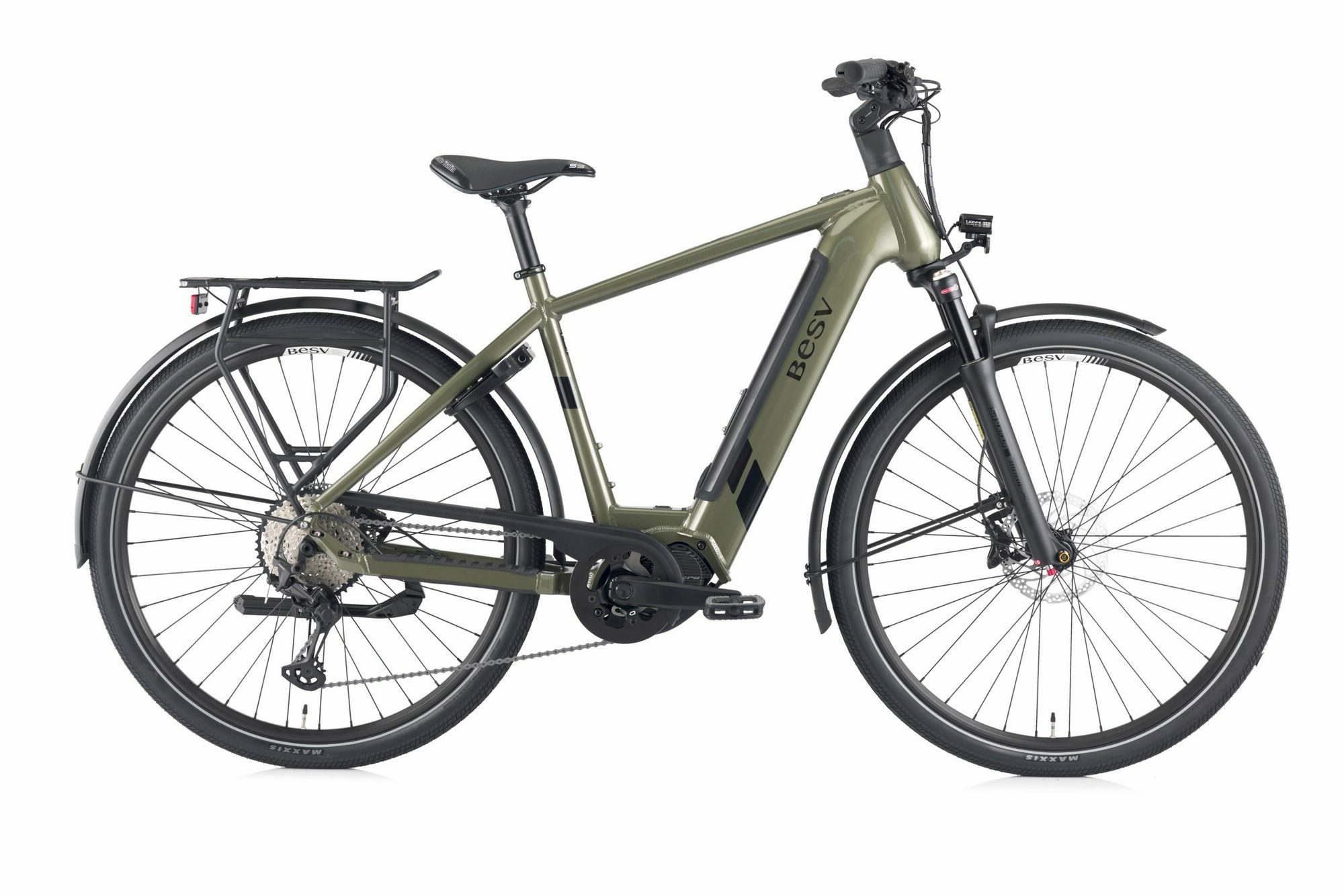 BESV E-Bike Touren Bike TR 1.1 metallic khaki 28" 720 Wh Diamant, 12 Gang Shimano SHIMANO M8120 Schaltwerk