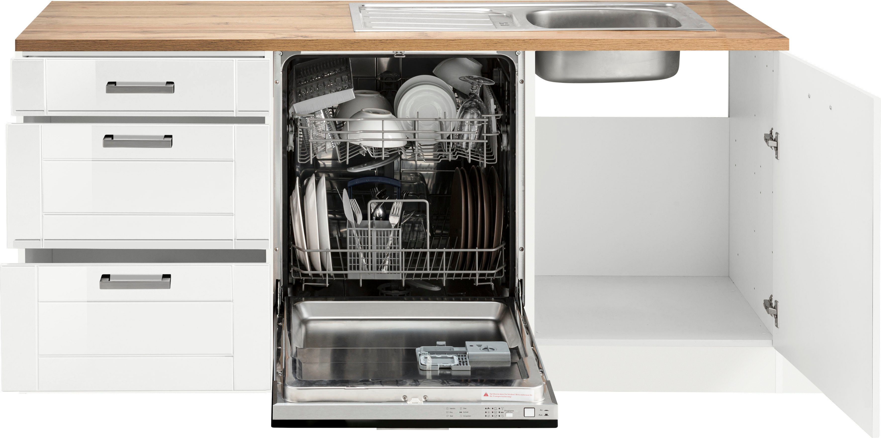 Cuisine d'angle KS-Tinnum avec poste de cuisson, électroménager inclus, largeur d'encastrement 240/180 cm