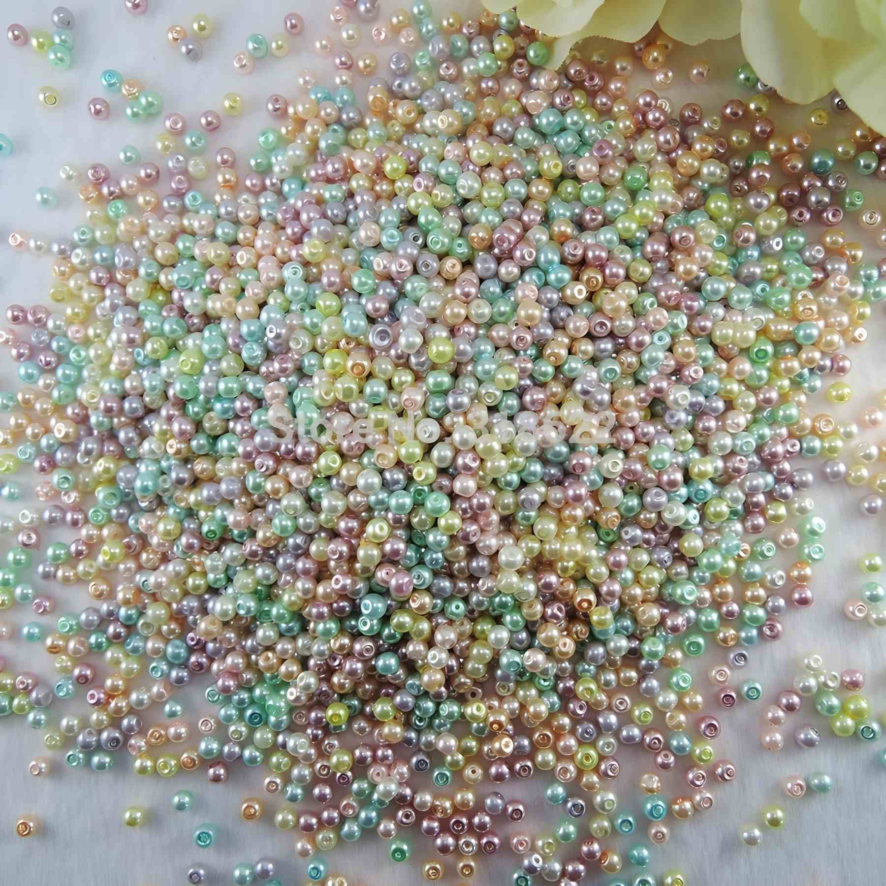 Kopper-24 Bastelperlen Glasperlen - Typ 'rund' - 12g - 2 mm - Grau