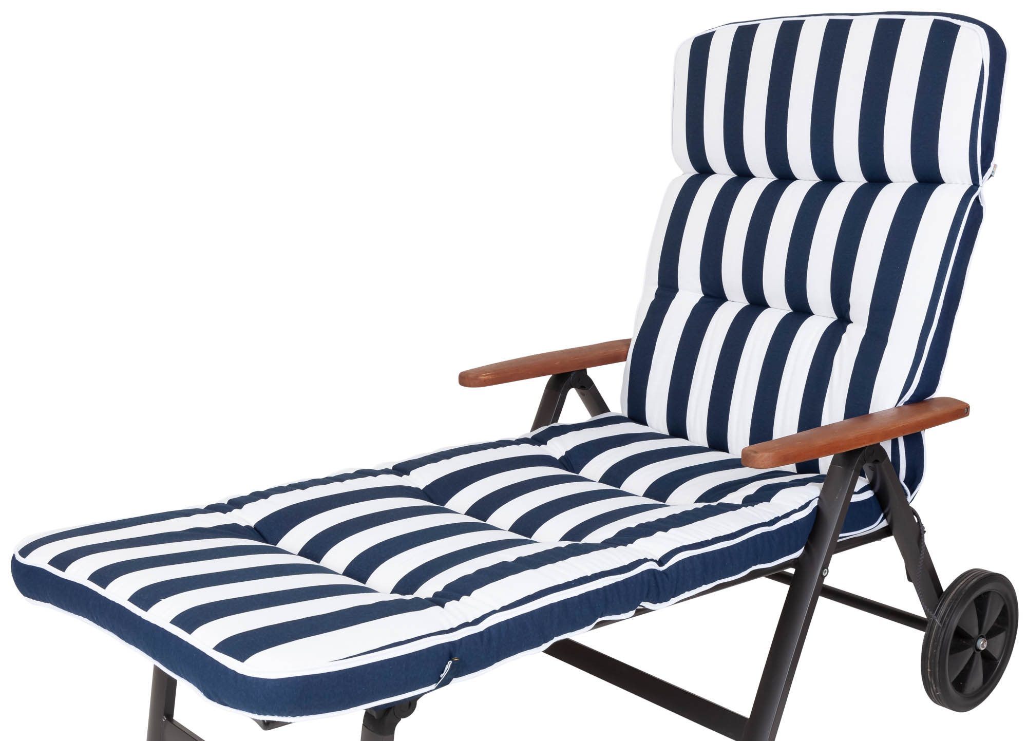 KETTtex Liegenauflage Rollliege Alicante 2155 extrabreit blau-weiß Blockstreifen 200x65x9 cm, (1 St), Halteband verstellbar mit Bindebändern Klettband
