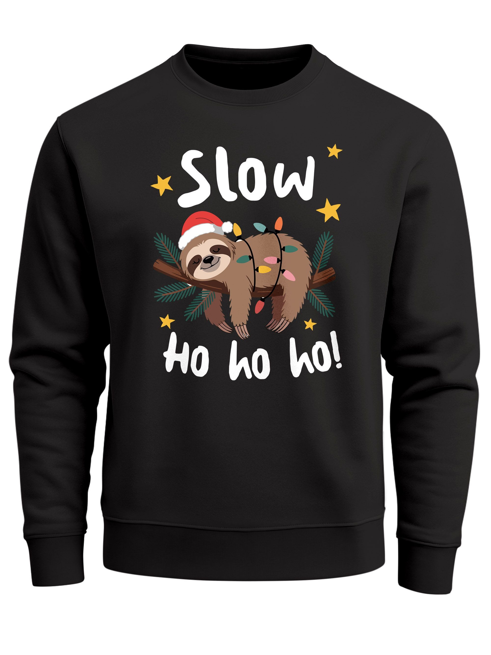 Sweatshirt Sweatshirt Herren Weihnachtspullover Faultier Spruch Slow Ho Ho