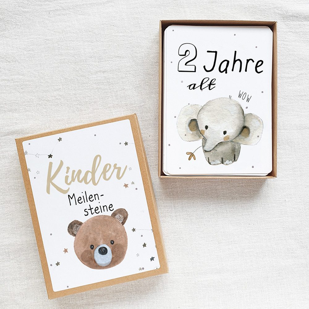 Pipapier Grußkarten Meilensteinkarten "Kinder Meilensteine", Junior Meilensteine, von Hand illustriert, Geschenk für Eltern