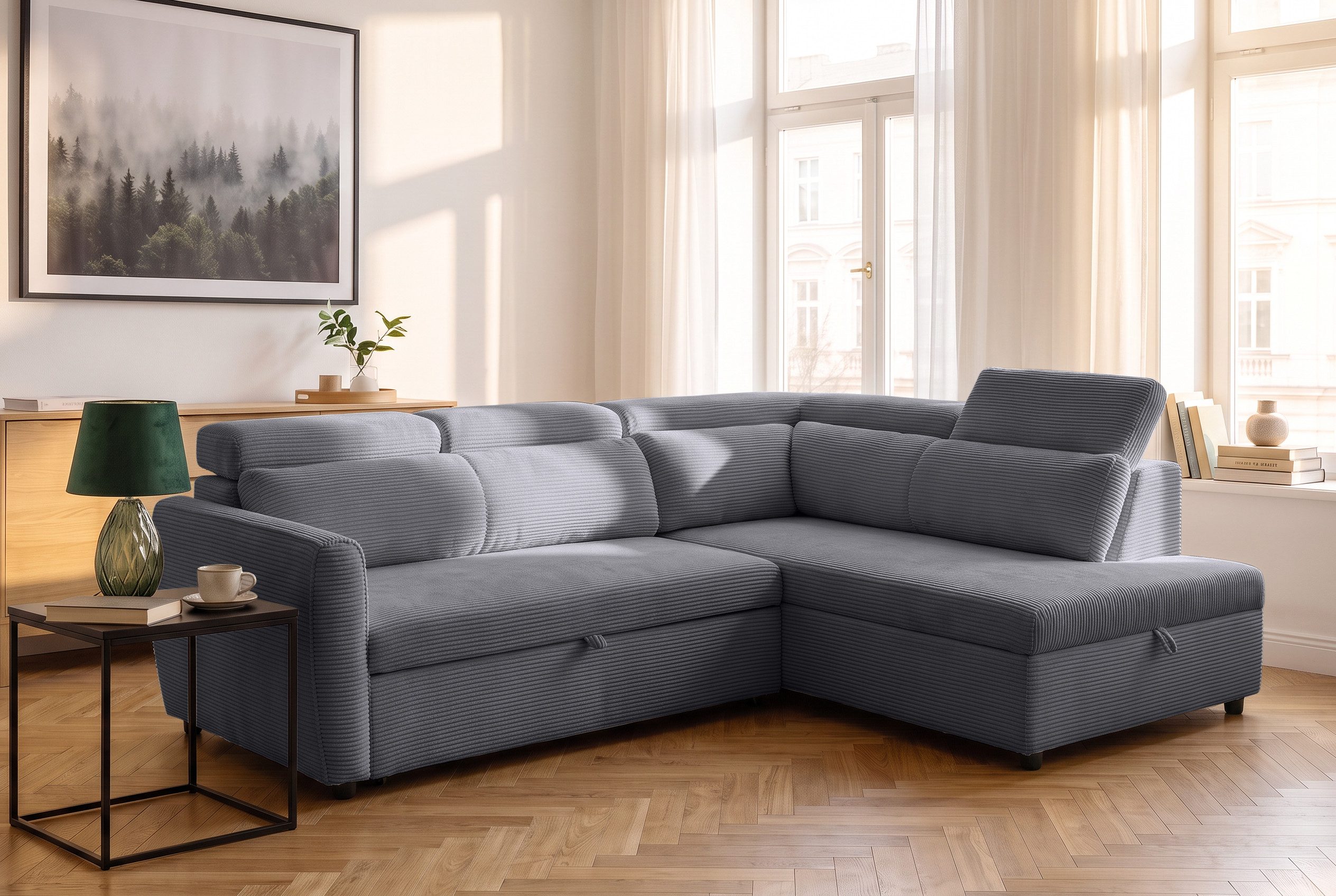 OTTO home Schlafsofa KALLEA, Ecksofa, L-Form inkl. Schlaffunktion und XXL Bettkasten, inkl. verstellbarer Kopfstützen, Sitzen + Loungen, …
