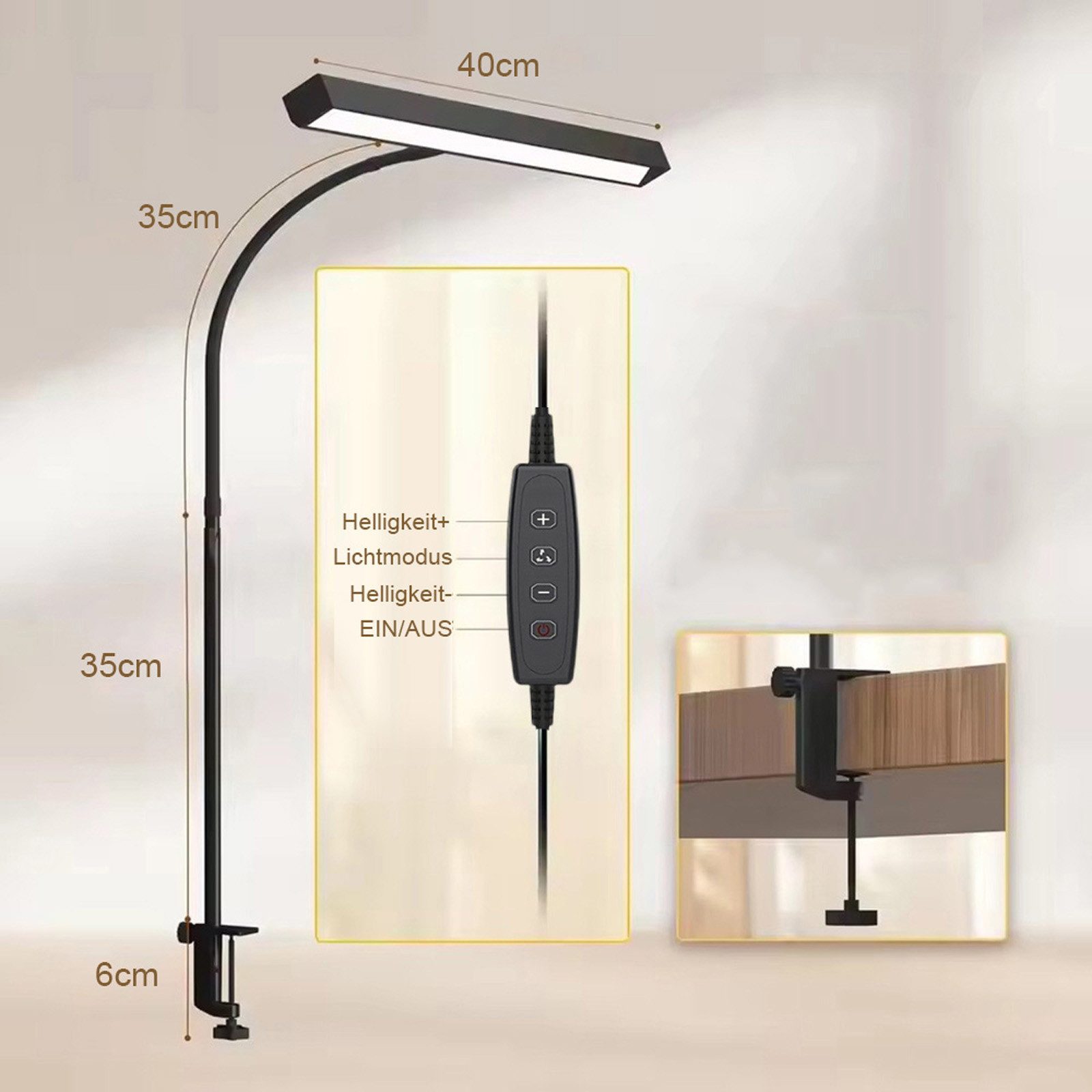 MUPOO LED Tischleuchte Schreibtischlampe USB 40cm günstig online kaufen