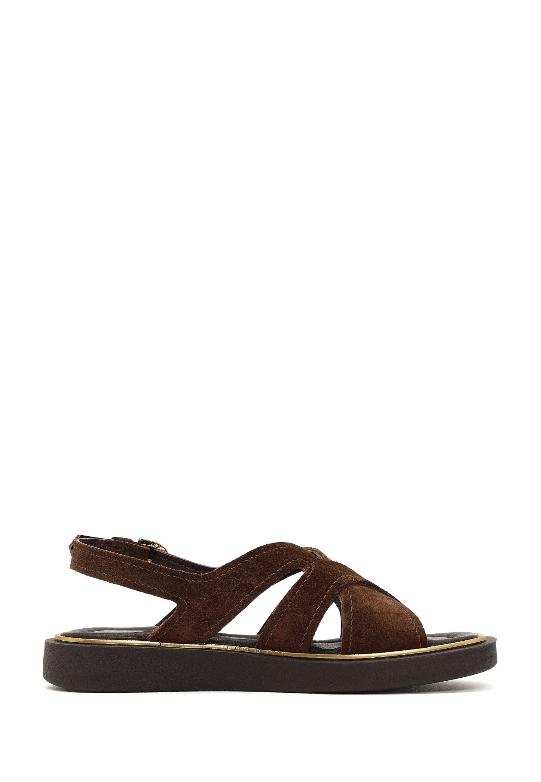 Derimod Sandalen aus Veloursleder Sandale Echtes Leder, Weiches Futter, TPU-Laufsohle, Knöchelschnalle