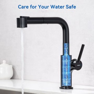 Auralum Küchenarmatur Küchenarmatur Ausziehbar Hochdruck Küchenwasserhah 2 Wasserauslassmodi