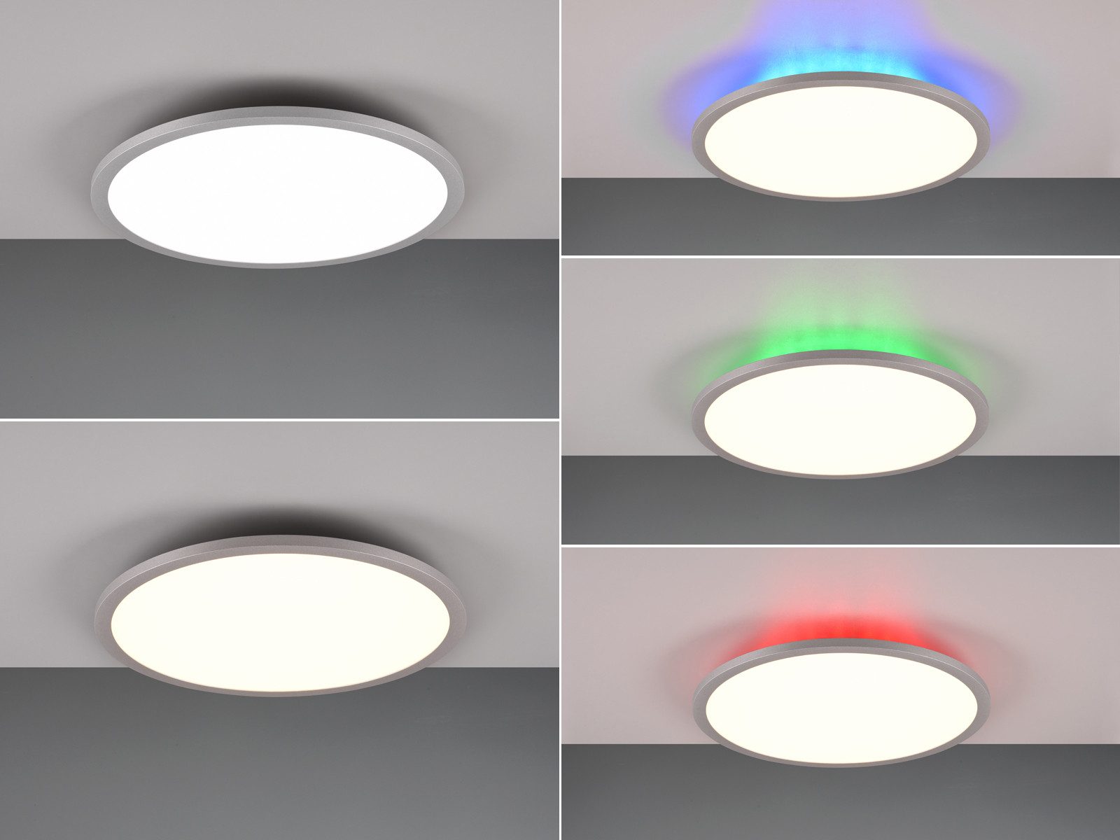 TRIO Leuchten LED Deckenleuchte mit Tageslicht & Fernbedienung Ø 40cm, Dimmfunktion Farbwechsel, LED fest integriert, stufenlos dimmbar über Fernbedienung, Warmweiß, Neutralweiß, Tageslichtweiß, Tageslicht-Lampe flach mit indirekter Beleuchtung für Decke
