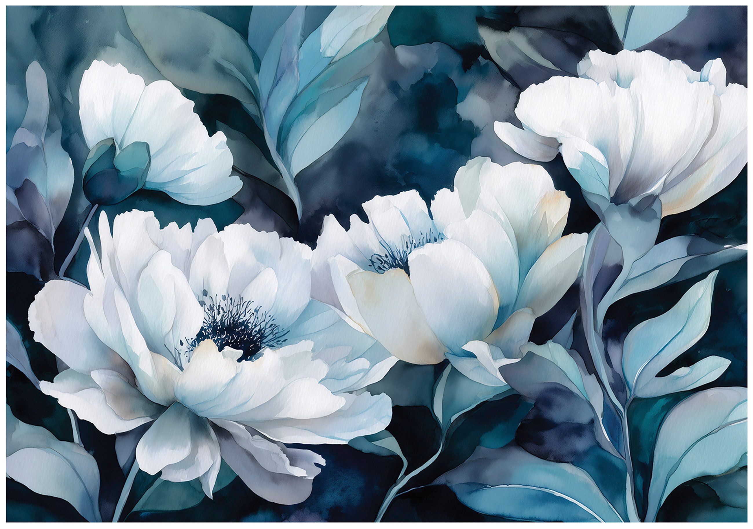 Wallarena Fototapete Blumen Blau Weiß Natur Vlies Tapete Wohnzimmer Schlafz günstig online kaufen