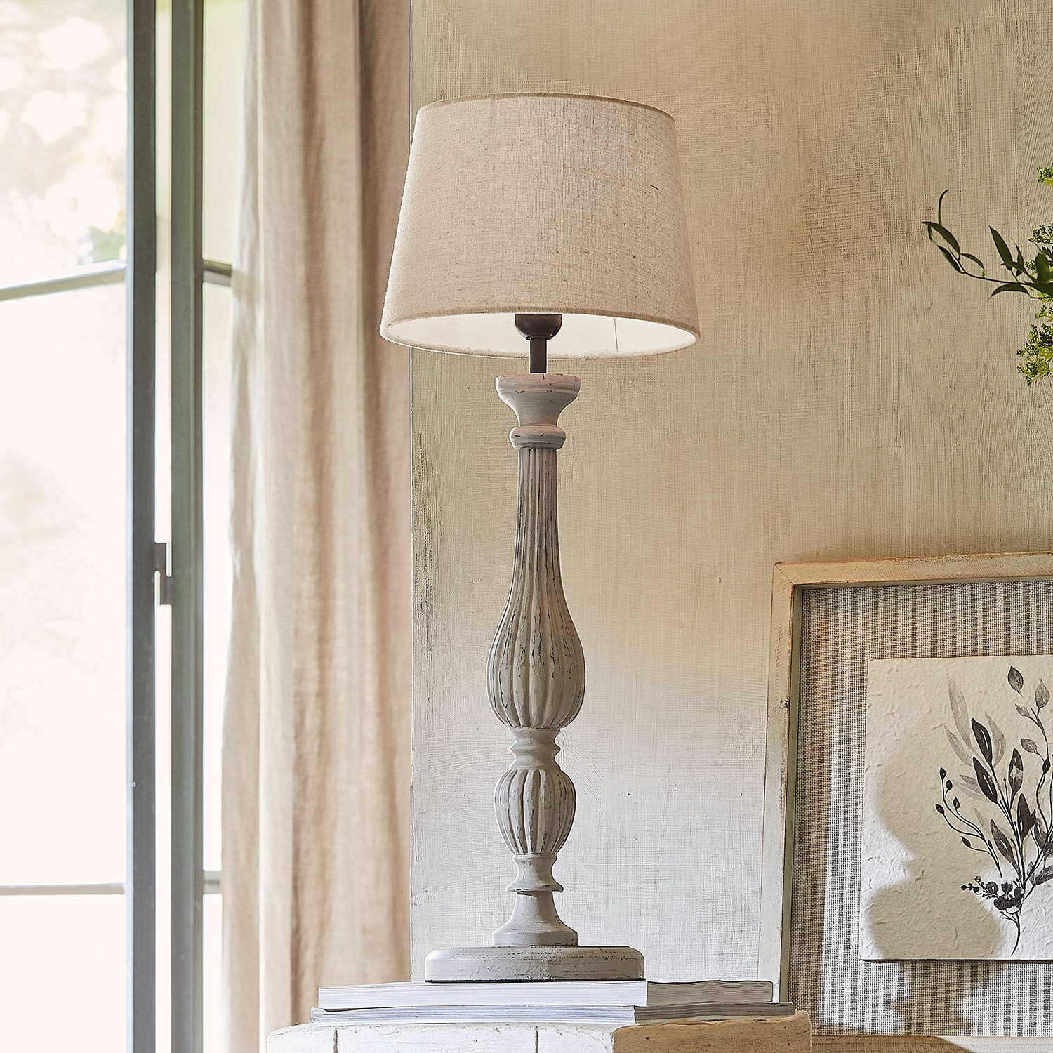 Mirabeau Tischleuchte Tischlampe Zepinal antikgrau/creme