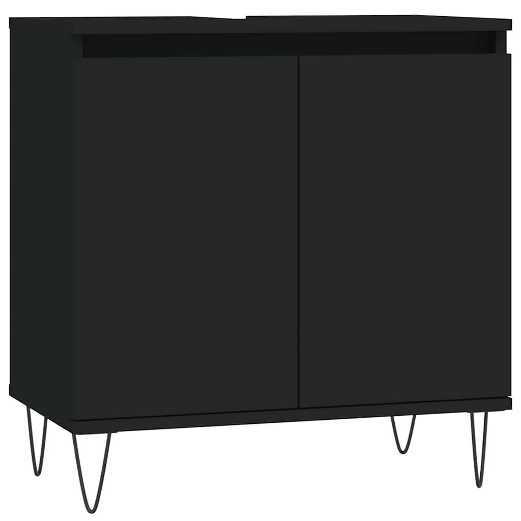 furnicato Badezimmer-Set Badschrank Schwarz 58x33x60 cm Holzwerkstoff, (1-S günstig online kaufen