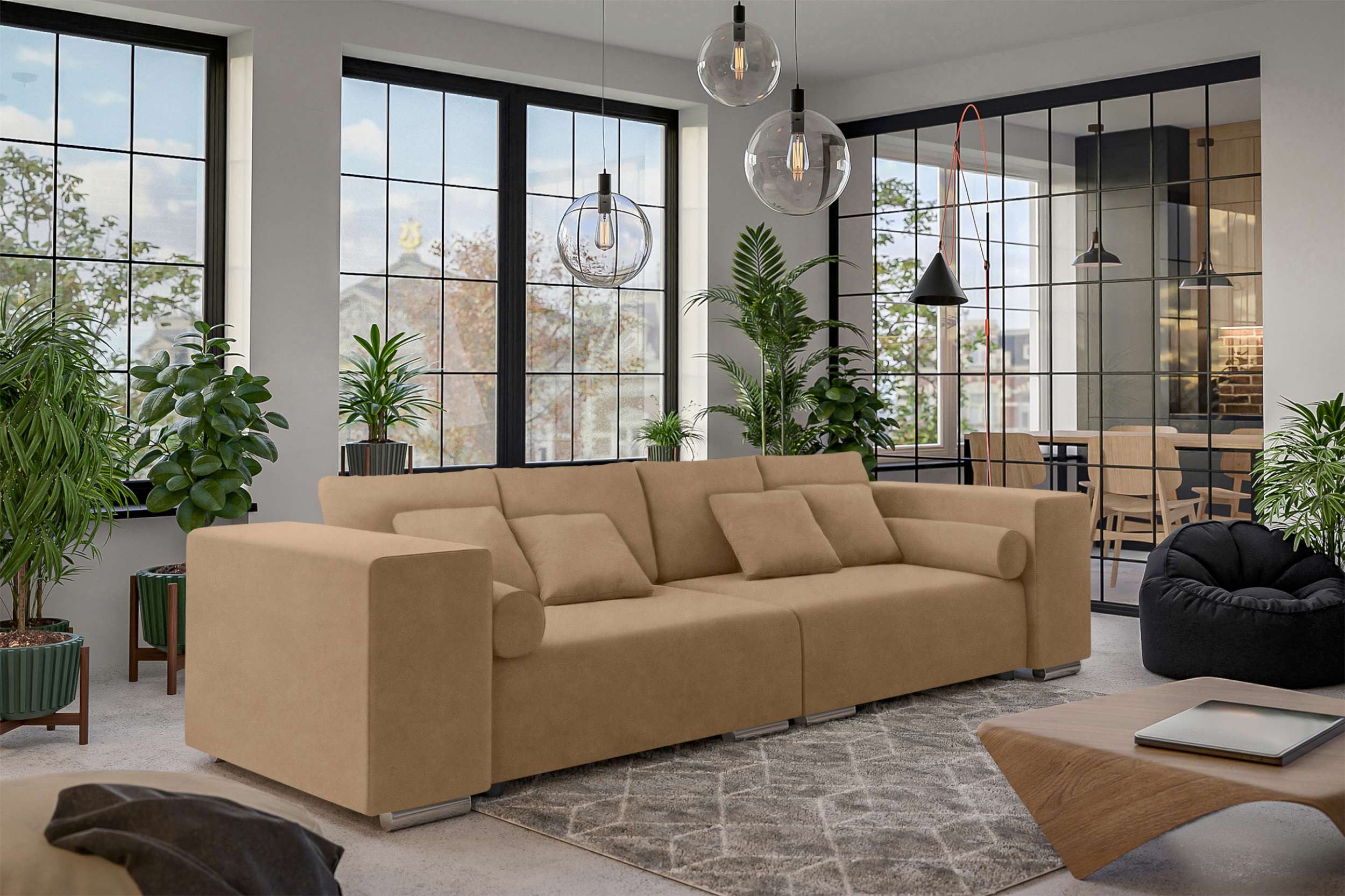 99rooms Big-Sofa Liam, Sofa, Big-Sofa, mit Bettfunktion 147×230 cm, Sitzkomfort, 4 Rückenkissen, 6 Zierkissen