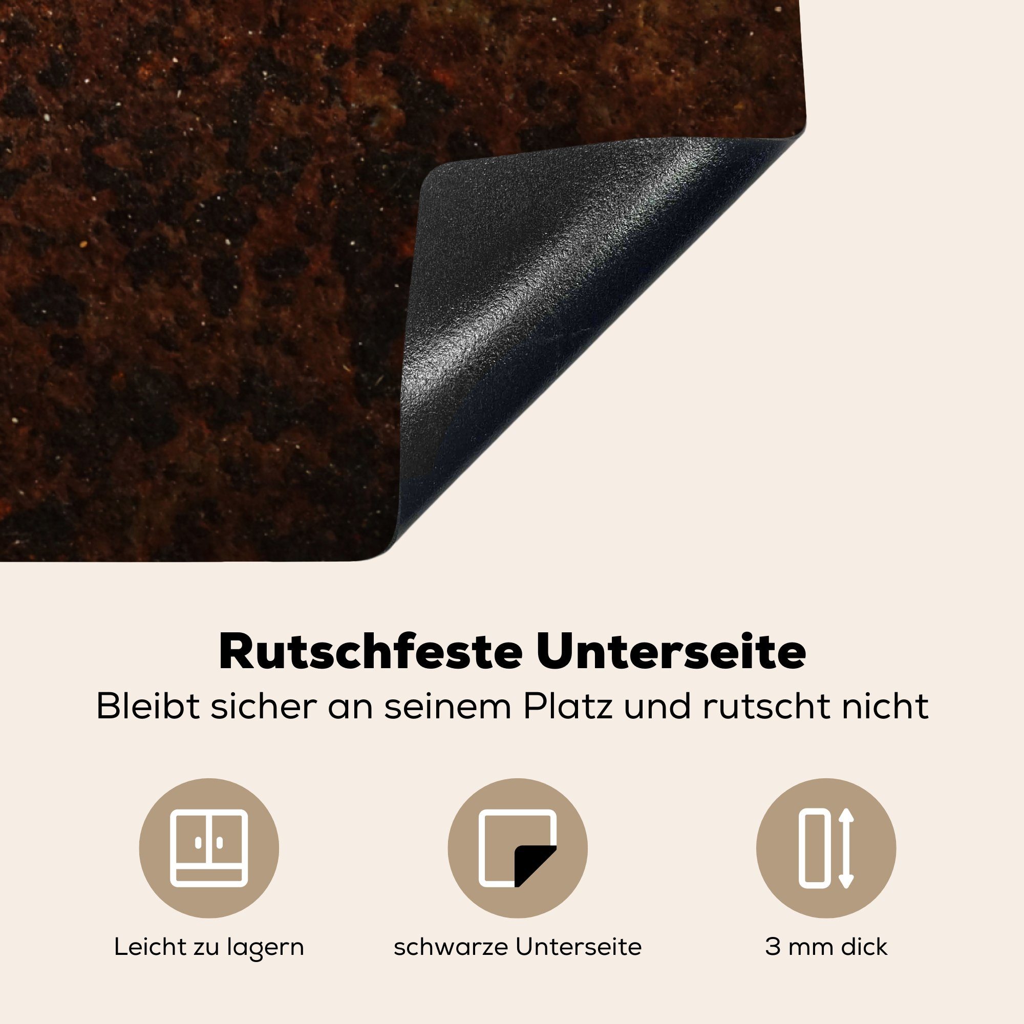 MuchoWow Herdblende-/Abdeckplatte Rost - Vintage 78x78 Vinyl, cm, Ceranfeldabdeckung, - tlg), für Arbeitsplatte Stahl, (1 küche