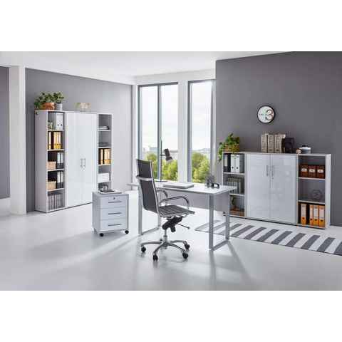 BMG Möbel Aktenschrank Office Edition Mini Set 5 Büromöbel komplett Set Arbeitszimmer Homeoffice inkl. Rollcontainer
