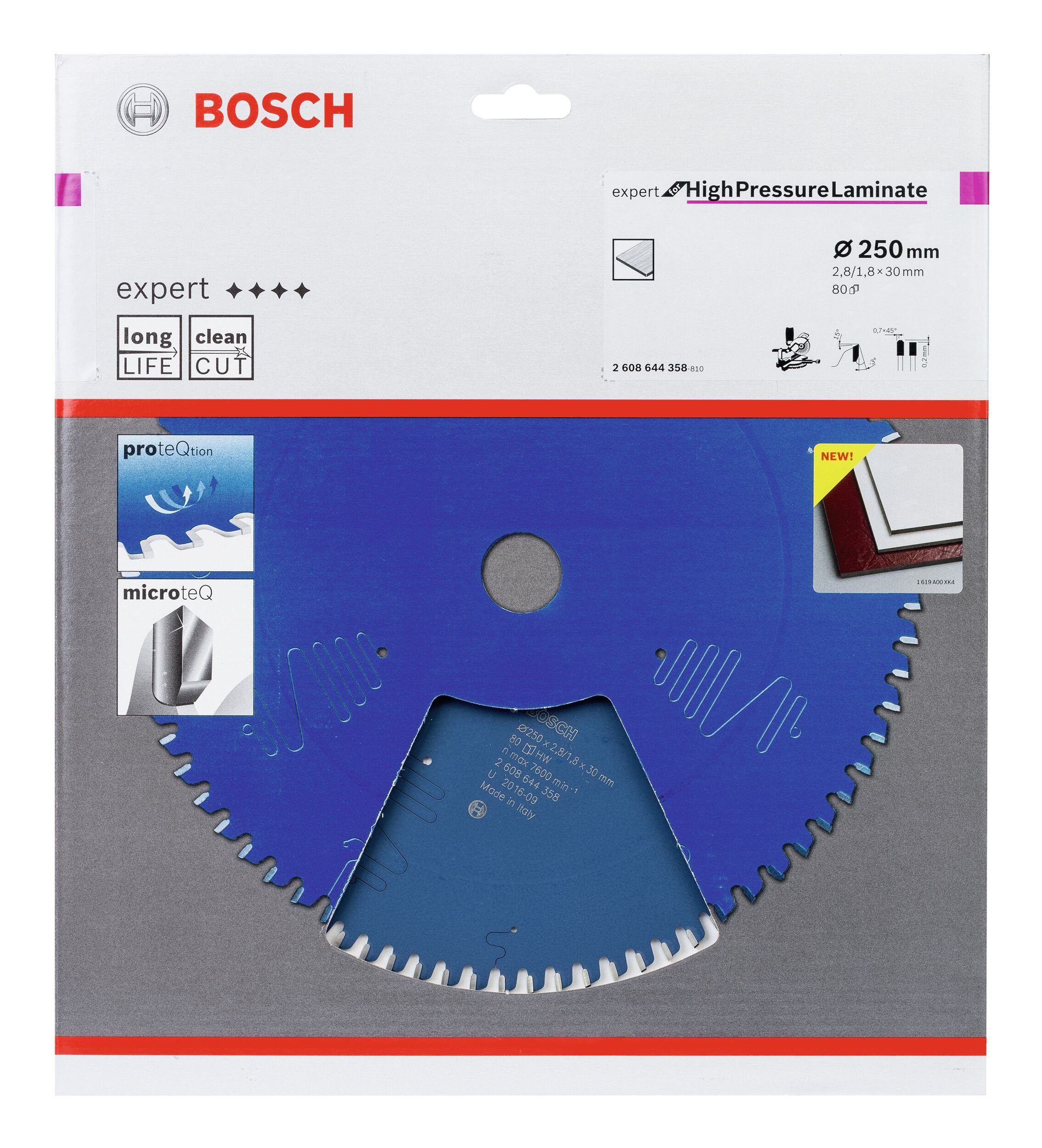 f. Gehrungs- Kapp-, Pressure BOSCH Kreissägeblatt For Paneelsägen u. High Expert, Laminate 80Z