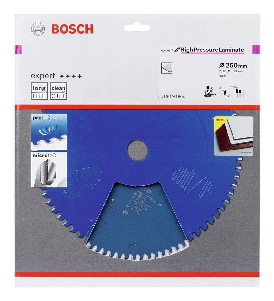 Thumbnail - BOSCH Kreissägeblatt Expert, For High Pressure Laminate, 250 x 30 x 2,8 mm, 80 Zähne f. Kapp