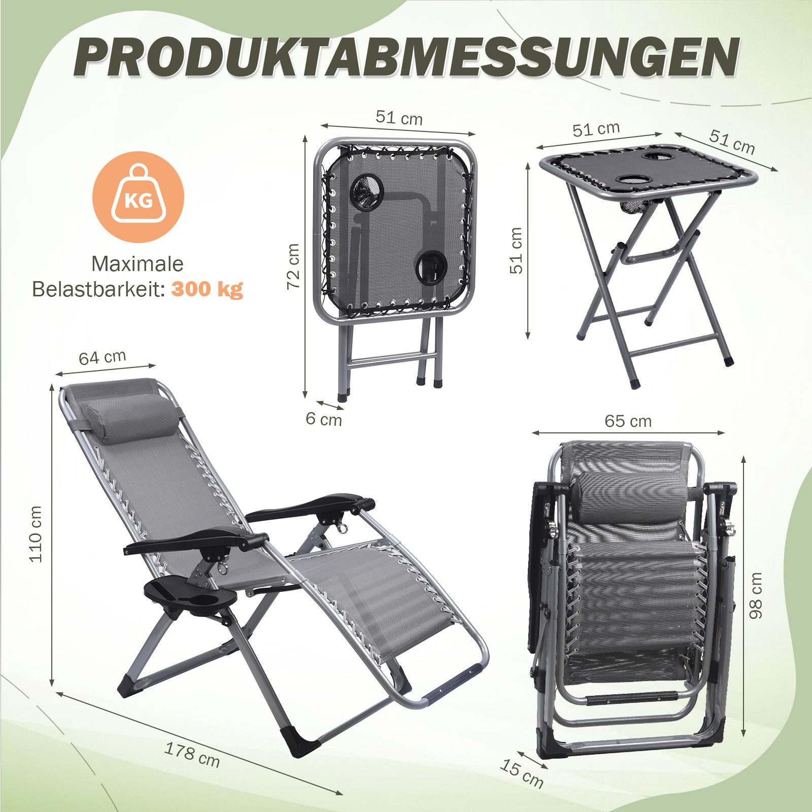 Homewit Gartenliege liegestuhl klappbar, mit verstellbarem günstig online kaufen