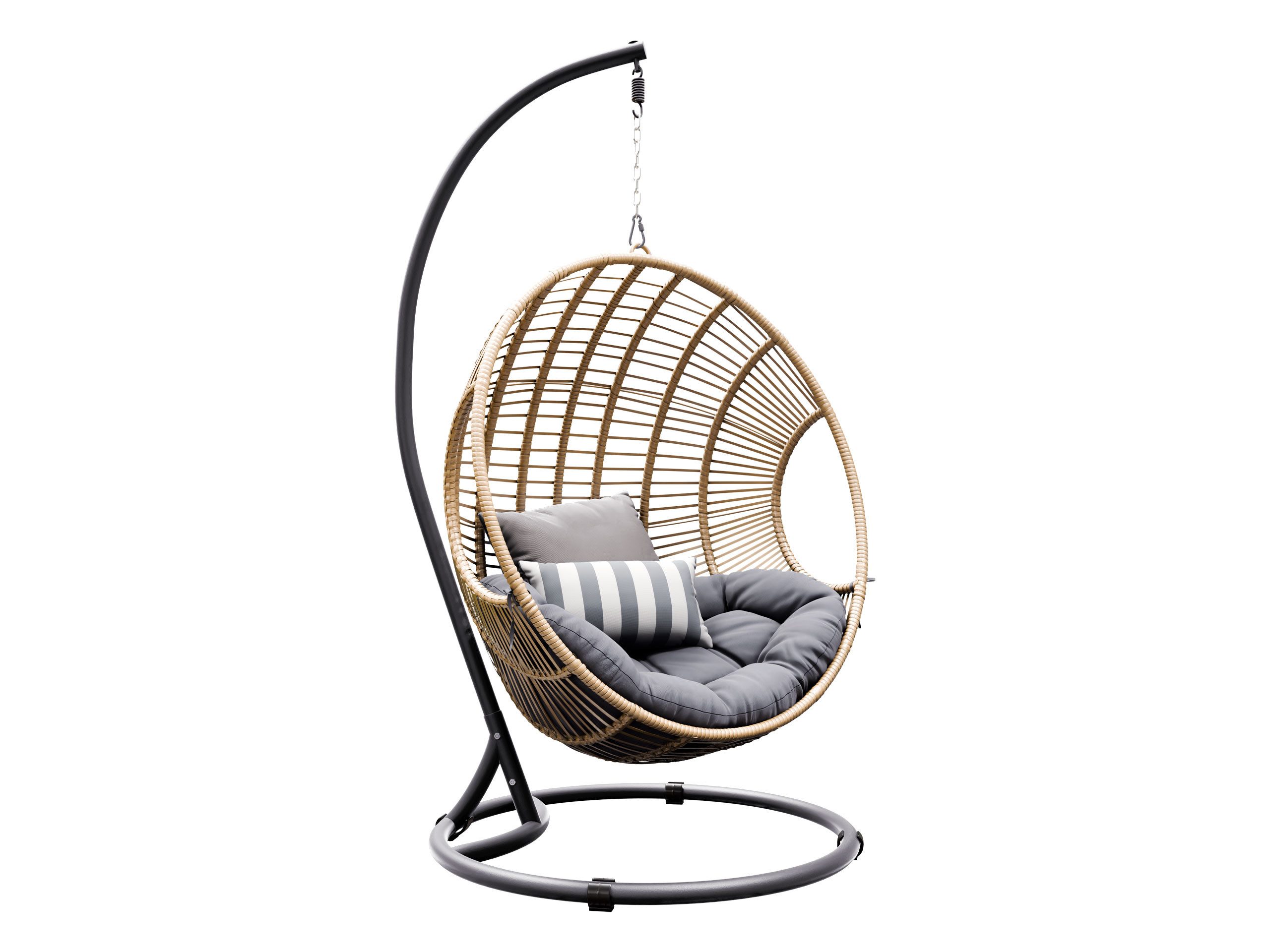 MIRJAN24 Hängesessel Nora, Korb aus natürlichem Rattan, Aluminiumskelett