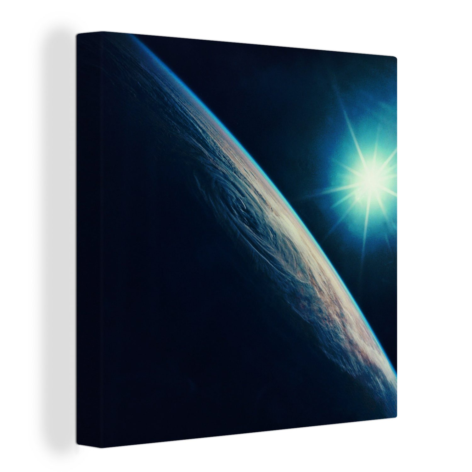 OneMillionCanvasses® Leinwandbild Heller Stern über der Erde, (1 St), Leinwand Bilder für Wohnzimmer Schlafzimmer