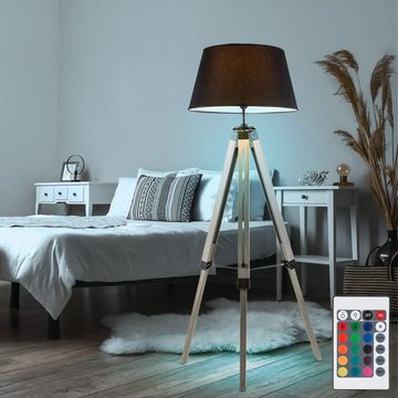 etc-shop LED Stehlampe, Leuchtmittel inklusive, Warmweiß, Stehleuchte dimmbar mit Fernbedienung Holzleuchte LED