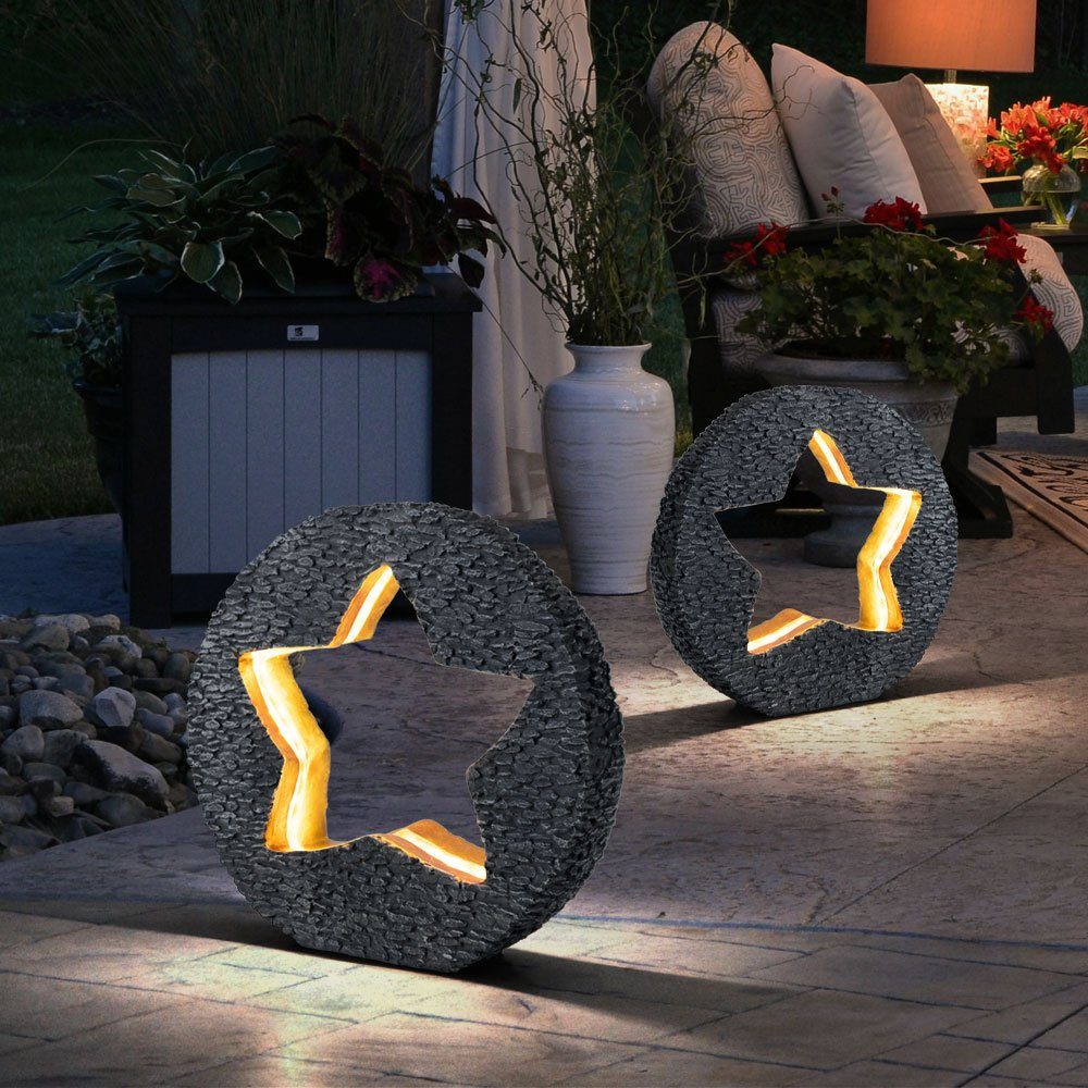 goldfarben LED-Leuchtmittel für Gartenleuchte, verbaut, Gartendeko Solarleuchte Tischdeko etc-shop Solarleuchte fest Warmweiß, Außen