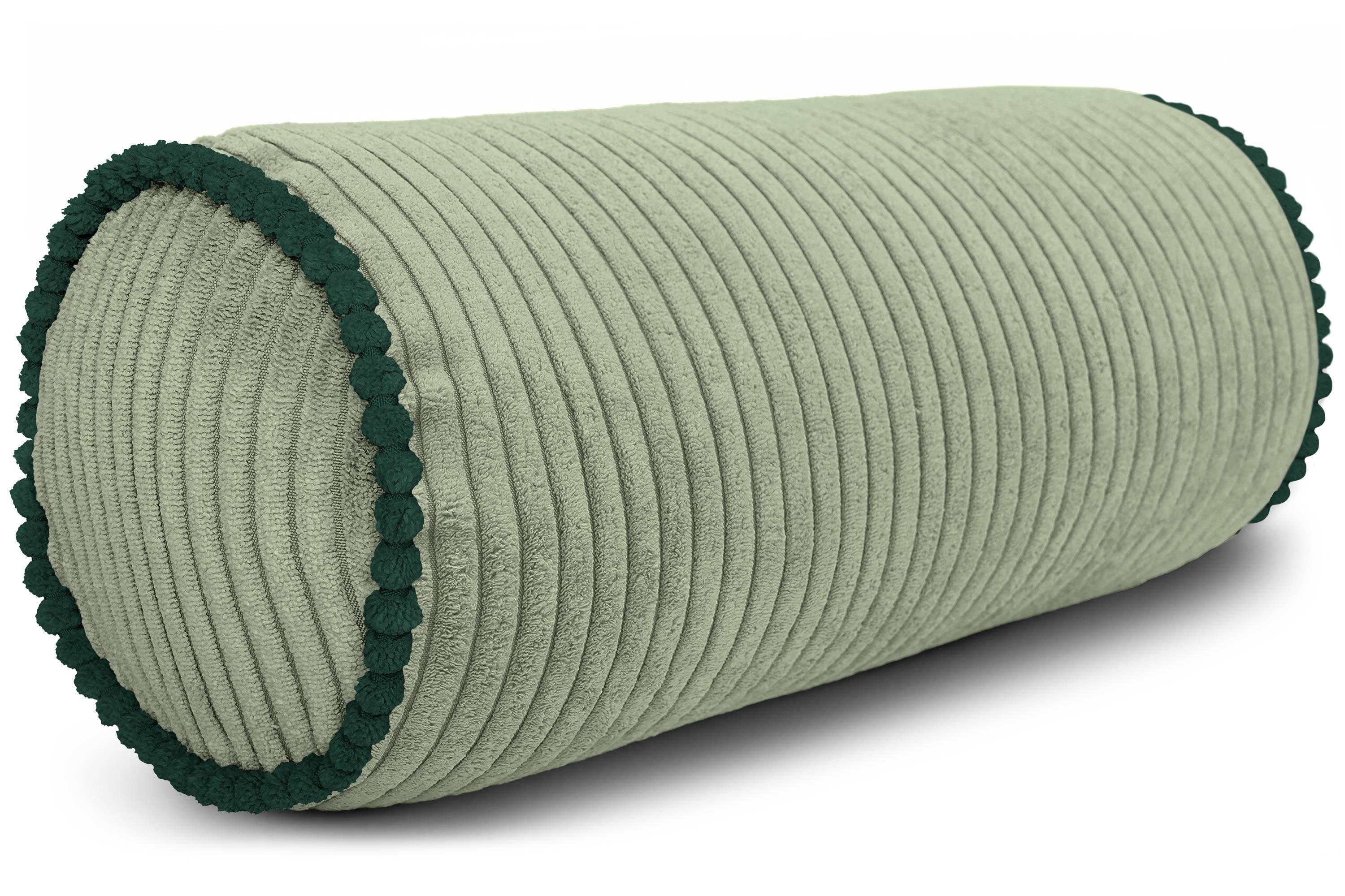 Amilian Nackenkissen Nackenrolle 15x40 cm Bettrolle Cord-Optik, Nackenrolle mit Bezug, 1-tlg., Nackenrolle inklusive Füllung und abnehmbarem Bezug, mit kontrastfarbener Paspel und abnehmbarem Bezug