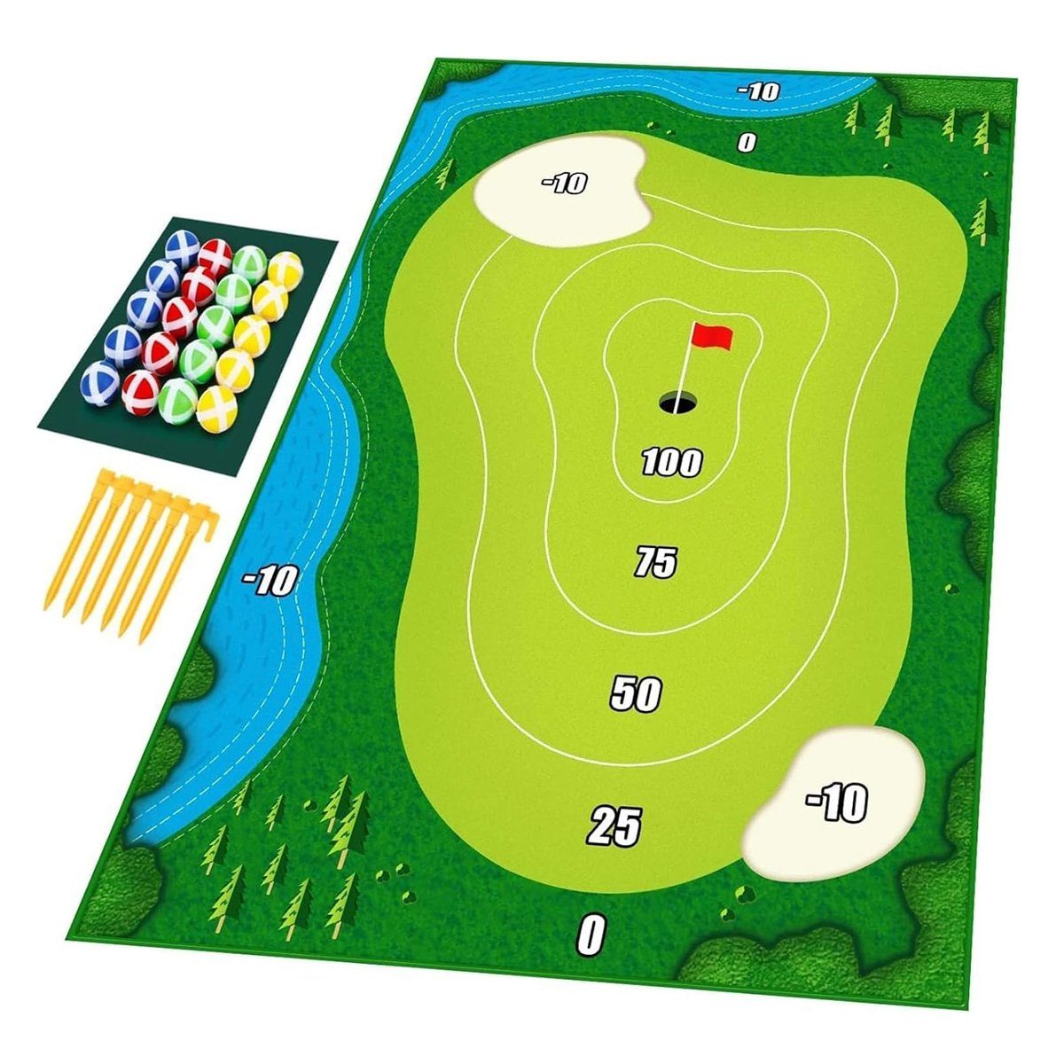 yozhiqu Golf-Abschlagmatte Lässiges Golfspielmatten-Set (Golfzubehör für Erwachsene und Kinder) (1-St), Grün, Klettverschluss, Spieltrainingshilfe – Herren (150 cm x 80 cm)