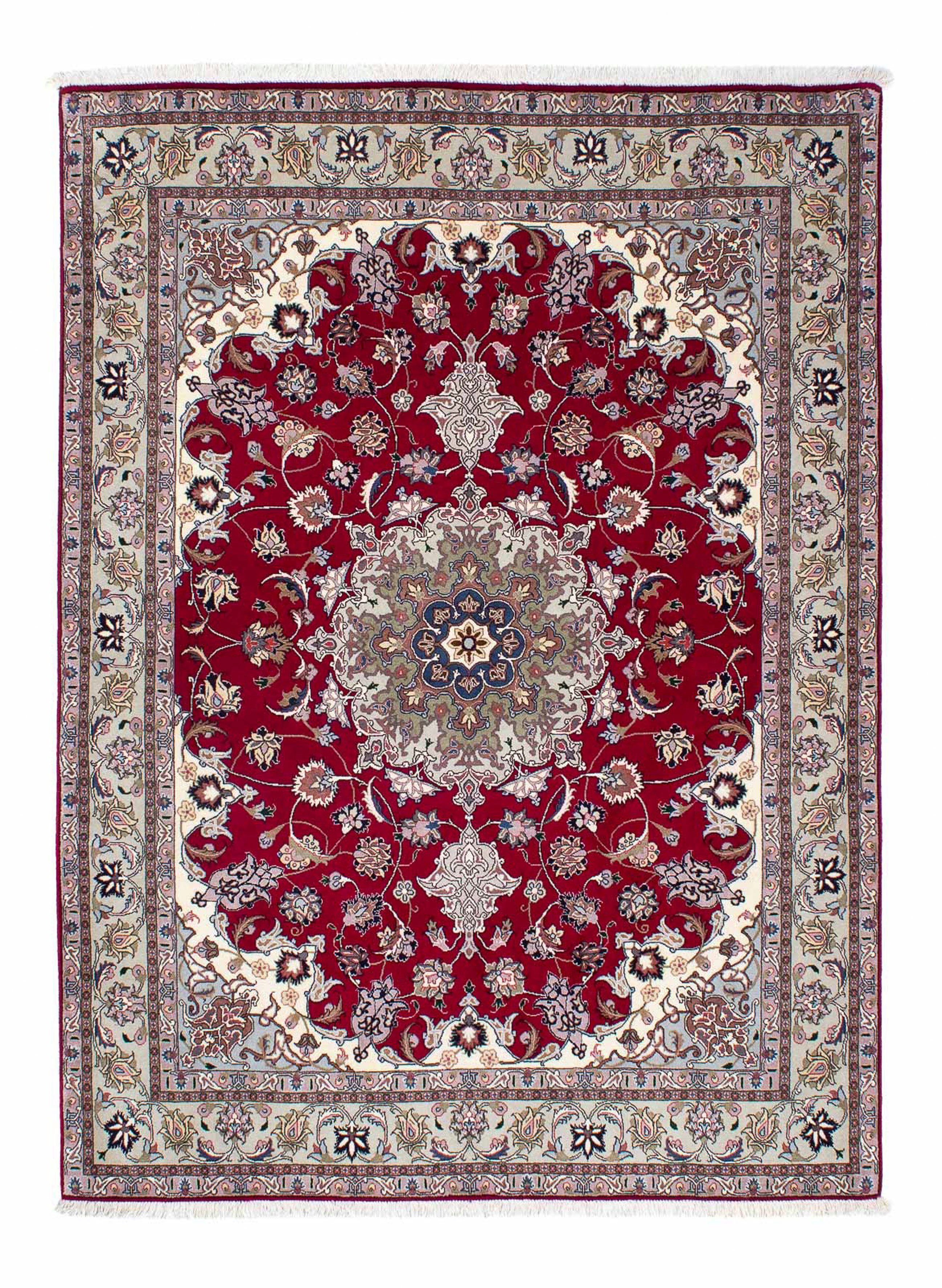 Orientteppich Perser - Täbriz cm Zertifikat morgenland, Handgeknüpft, mm, Höhe: x Wohnzimmer, Royal rechteckig, 150 Einzelstück 7 - 202 - mit - dunkelrot