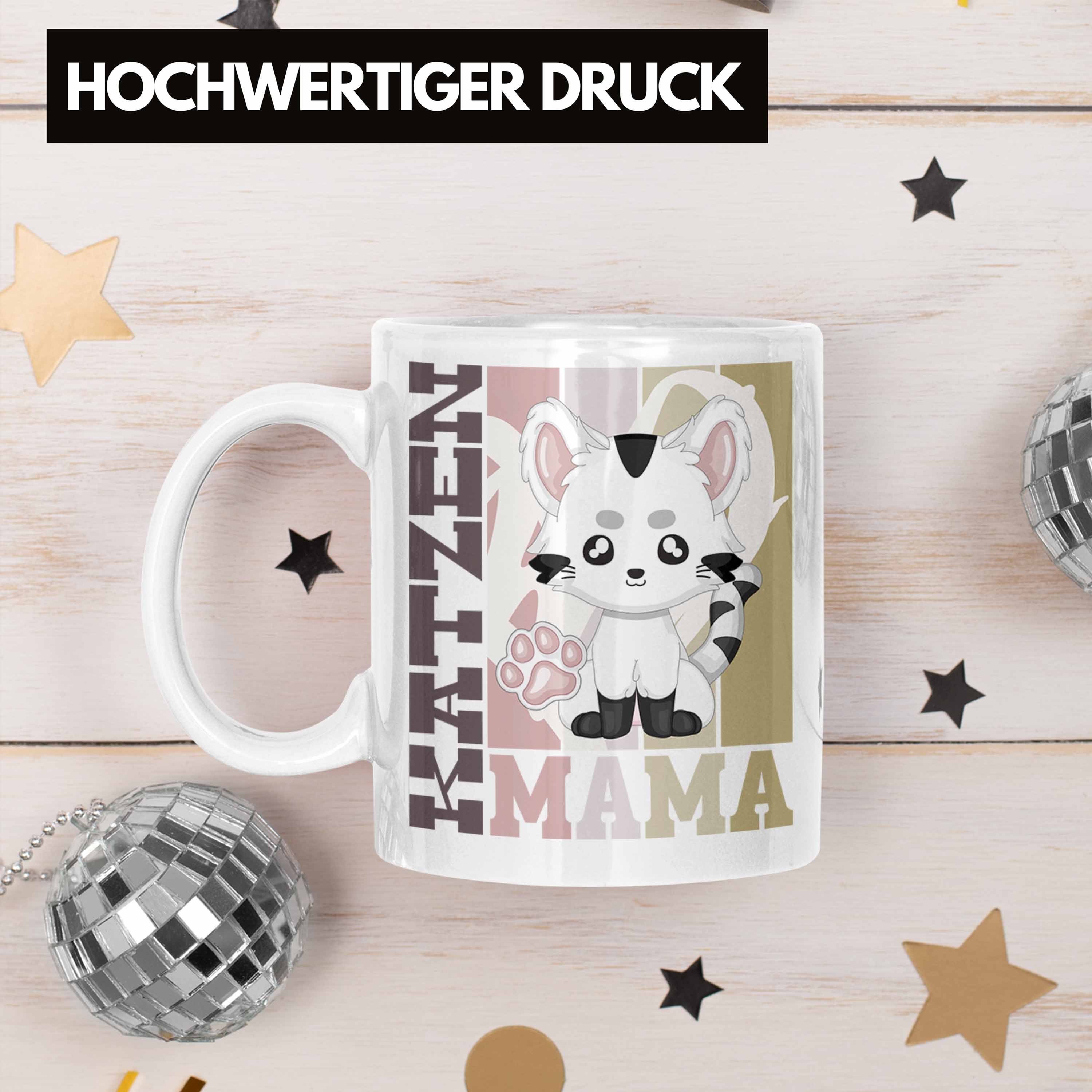 Trendation Ge für Besitzerin Geschenk - Weiss Katze Tasse Mama Trendation Katzen Spruch Tasse