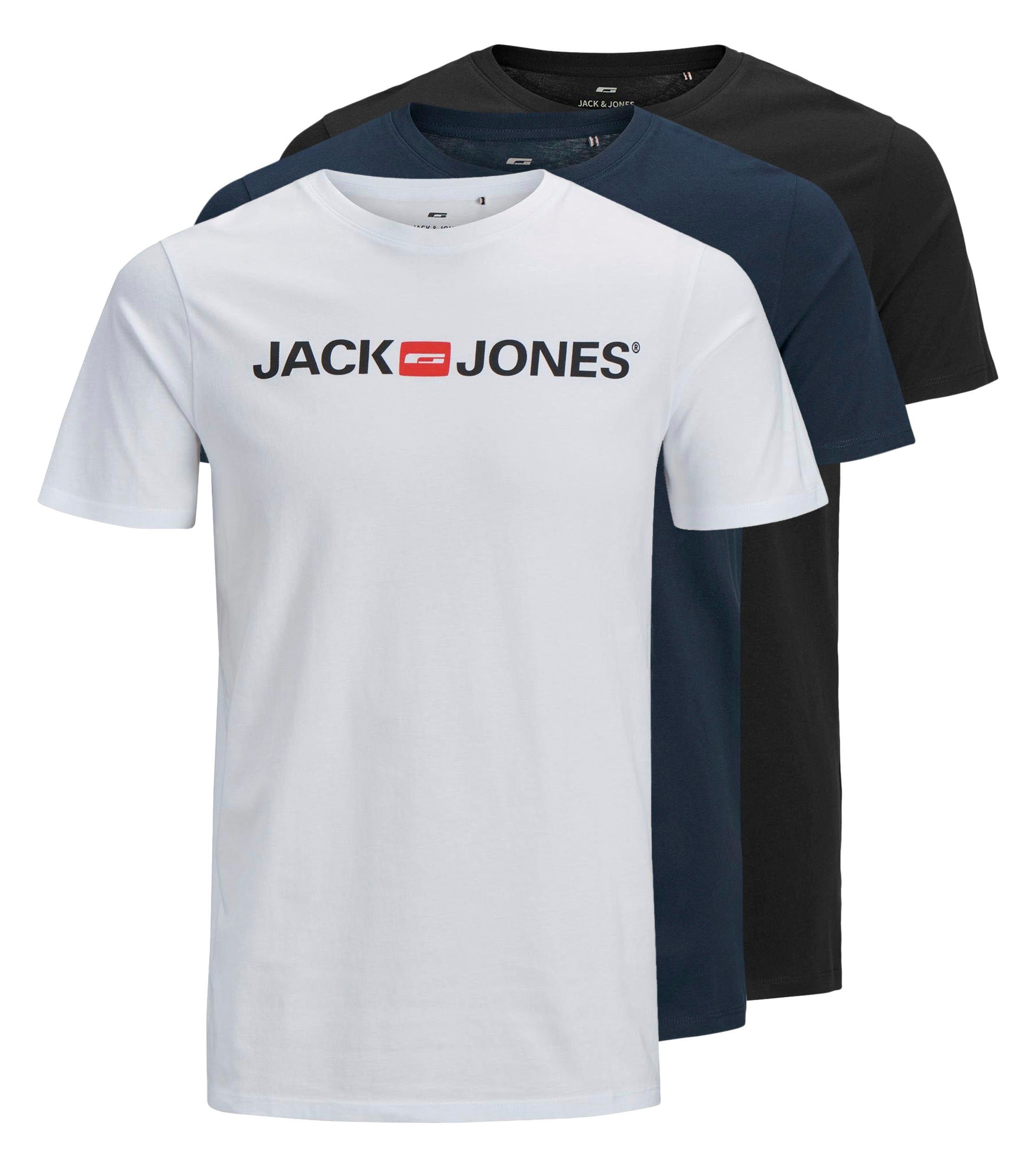Packung 3-tlg., 3er-Pack) LOGO TEE T-Shirt CORP (Packung, & Jack 3er Jones