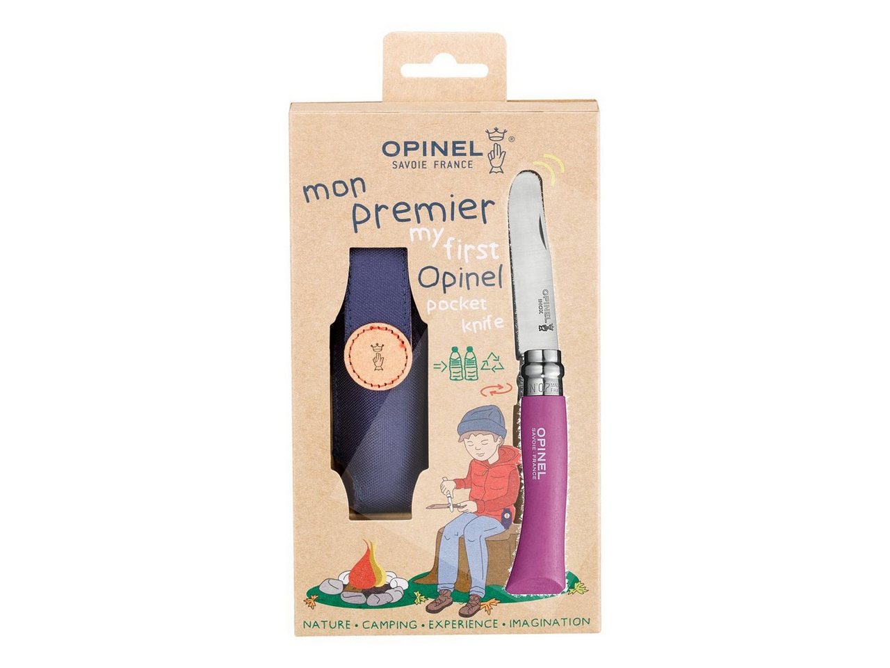 Opinel Taschenmesser Opinel No 7, Kindermesser, rostfrei, Buchenholz, Etui