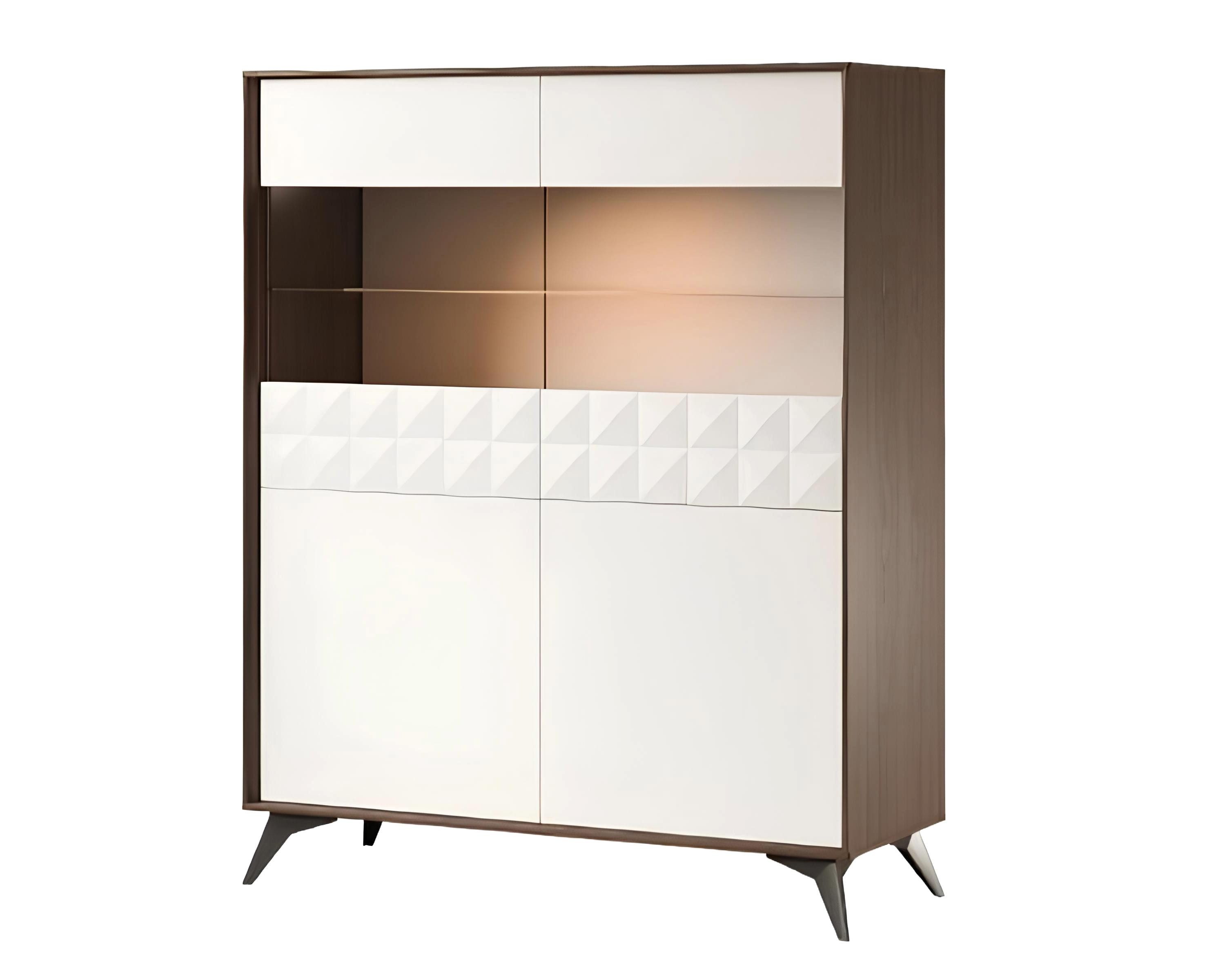 Xlmoebel Vitrine Eleganter Glasschrank mit Beleuchtung und mehreren Regalen (Vitrine (TRK) Hergestellt in Europa