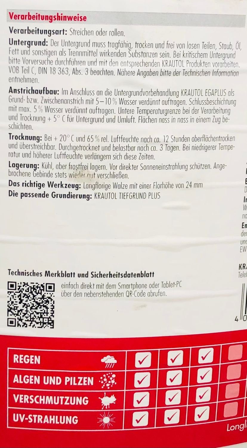 l und Schutzanstric Krautol Abtönfarbe Vollton- 11,75 Krautol Fassadenbeschichtung Egaplus Außenfarbe