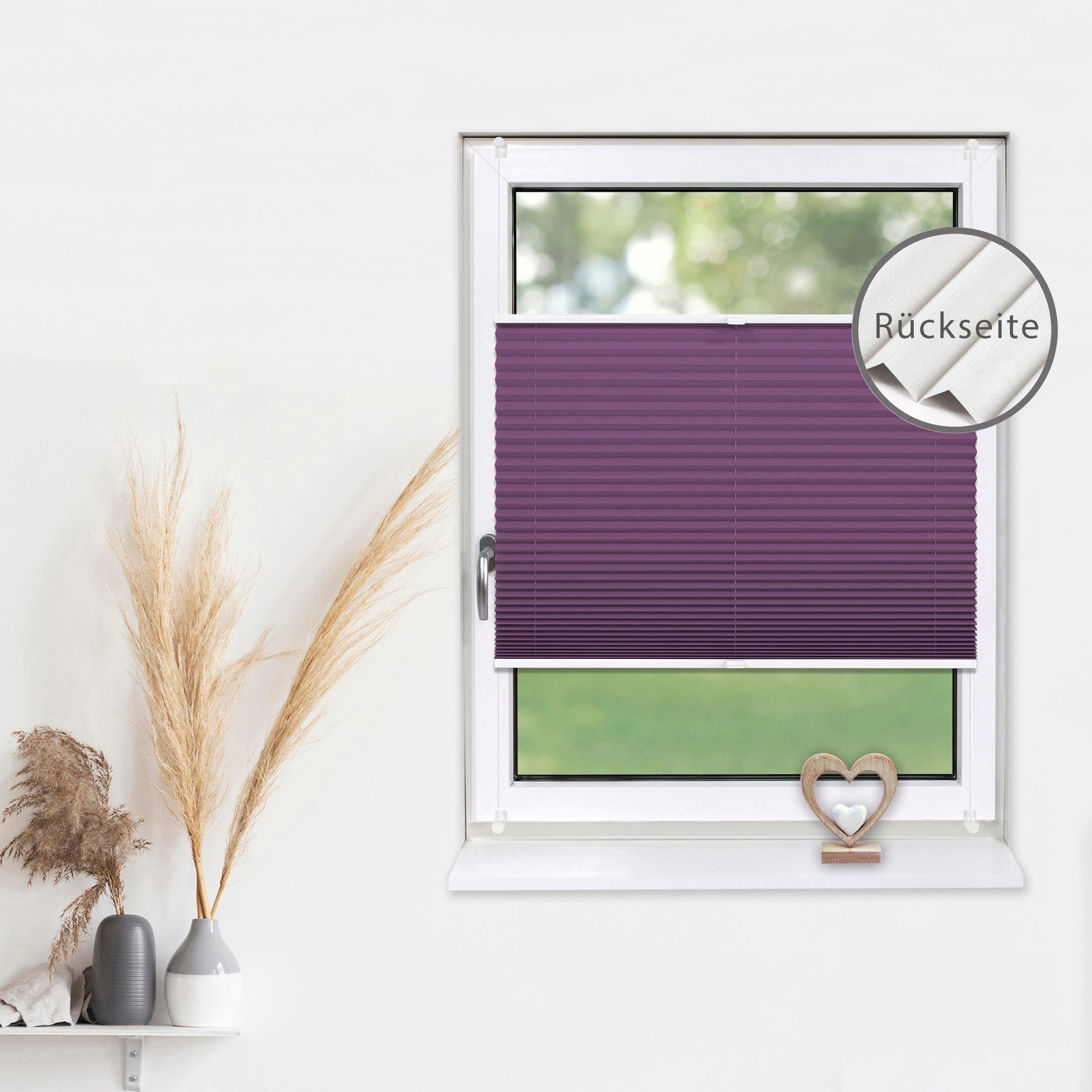 Deco-Raum Plissee Thermo Basic, abdunkelnd, Klemmträger, auf dem Fenster-/Türrahmen, Klemmfix, einfache Montage, in verschiedenen Farben und Größen ohne Bohren