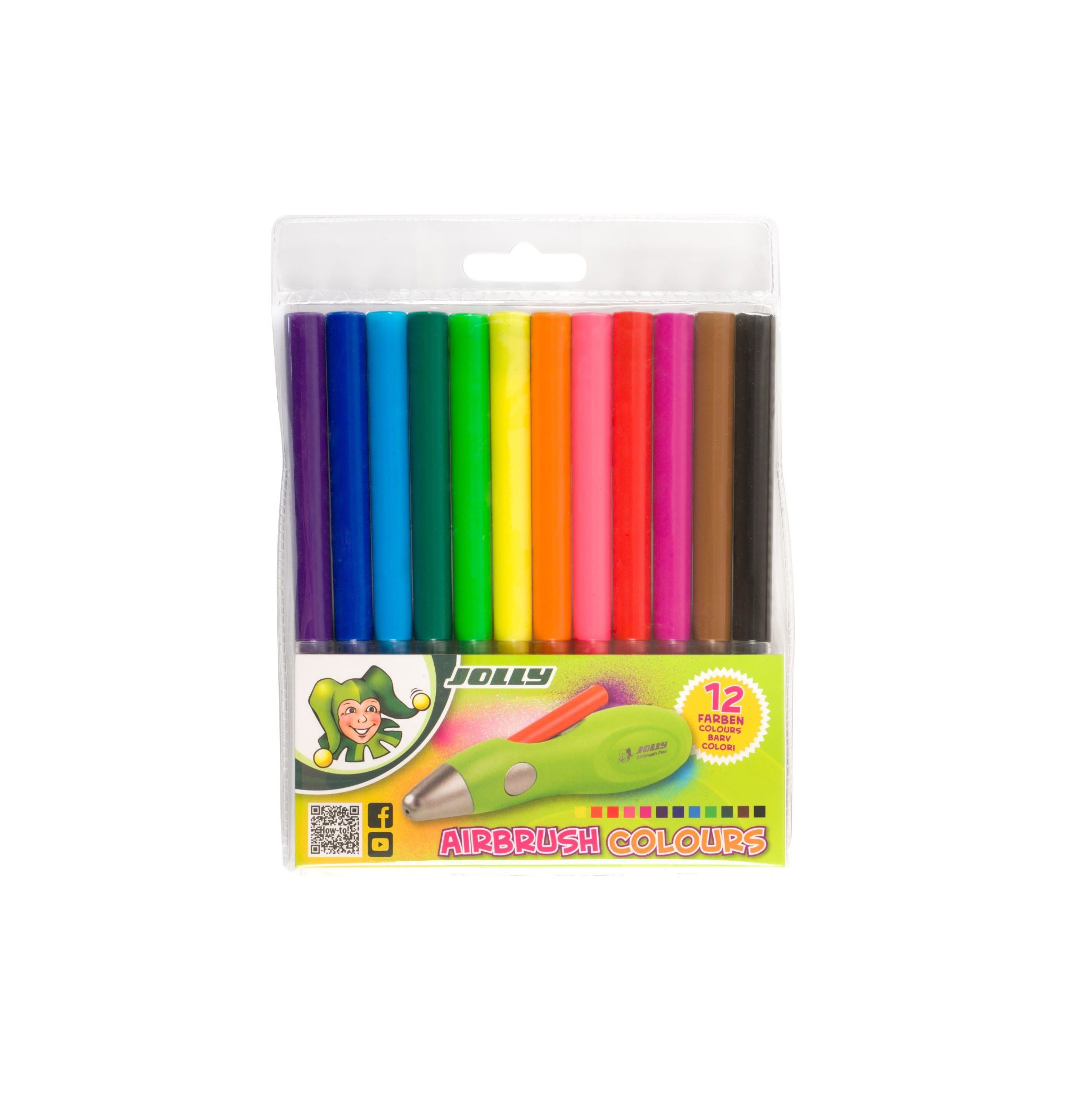 JOLLY Sprühfarbe 4446-0012, Airbrush Fun Nachfüllpatronen, für die Airbrush Pistole - zum Gestalten einzigartiger Kunstwerke