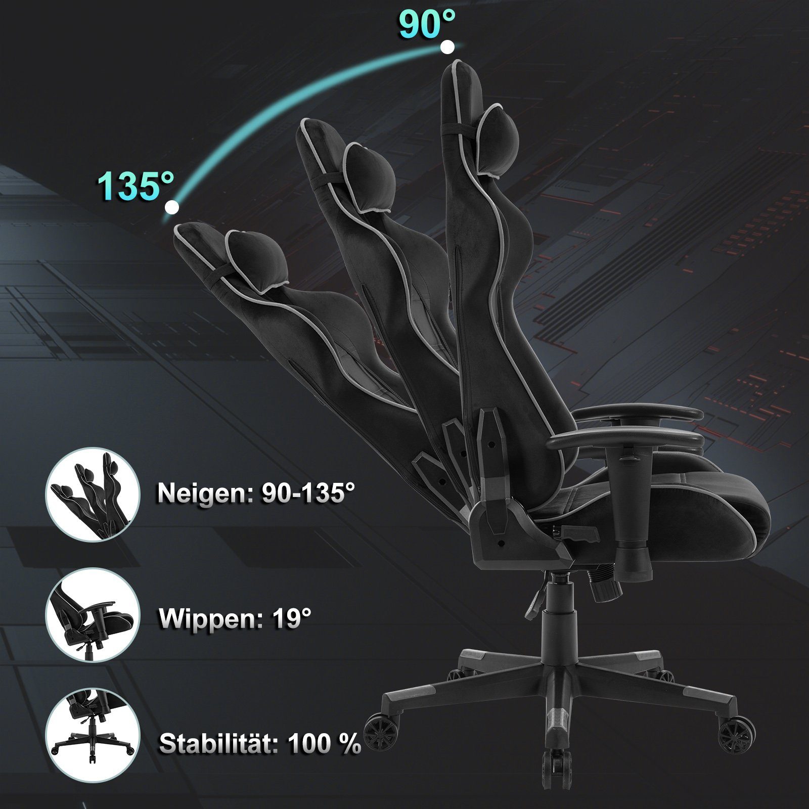 Gaming-Stuhl 150 ergonomisch, kg Bürostuhl Woltu St), (1 belastbar