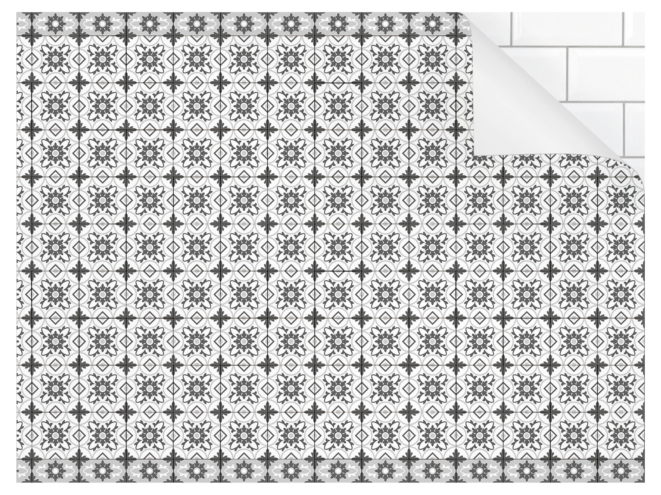 Bilderdepot24 Küchenrückwand selbstklebend grau Muster, (1-tlg., Nischenrückwand - für Fliesenspiegel ohne Bohren - glänzend), Nischenrückwand Fliesenoptik fugenlos Wandpaneel Küche Herd