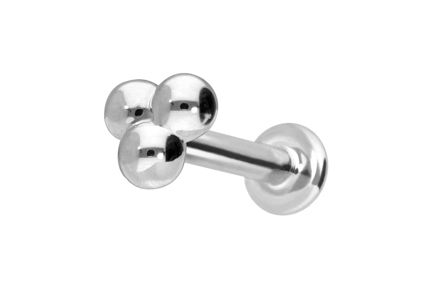 Piercing-Set 14 Karat Gold Labret mit Innengewinde 3 KUGELN