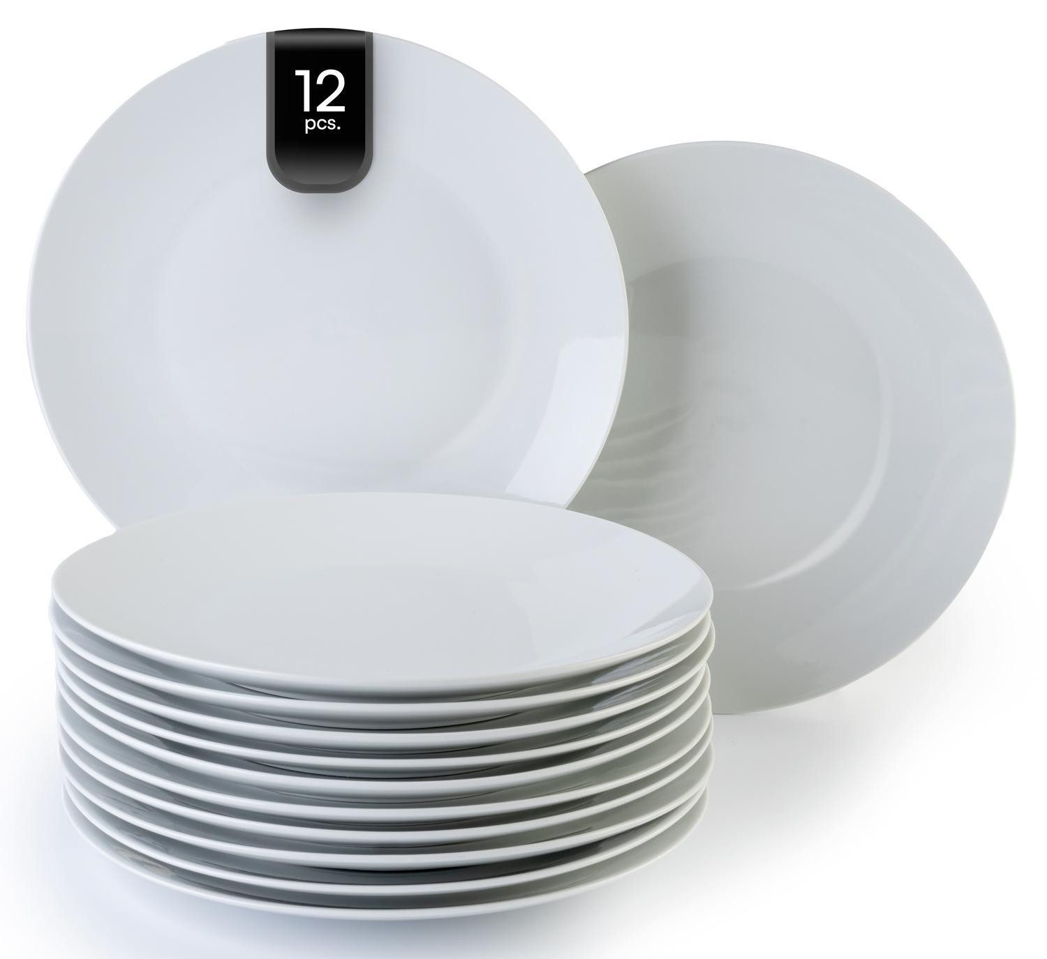 Home4You Тарелка обеденная, Weiß, Ø 27 cm, mikrowellengeeignet, (12 St), Porzellan