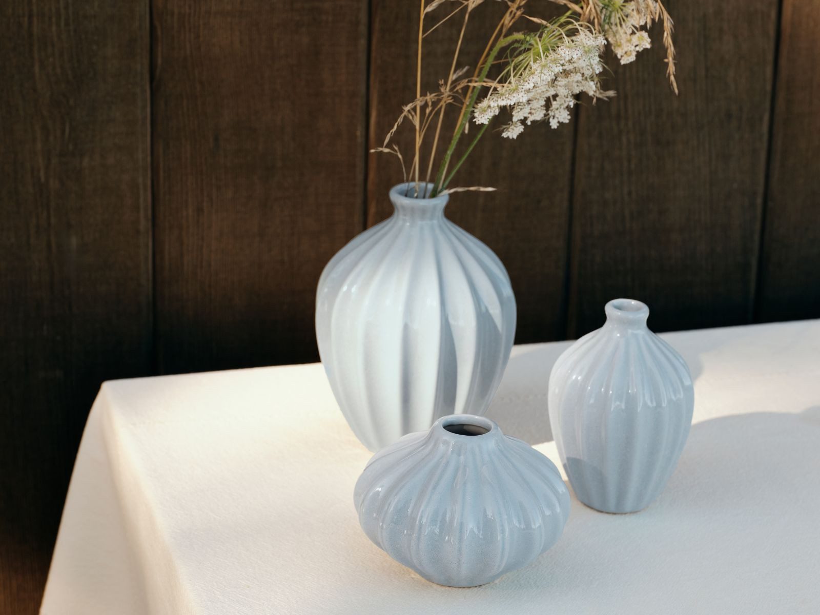 Broste Copenhagen Dekovase Amalie Vase Light Blue Set 3tlg (Vasen)