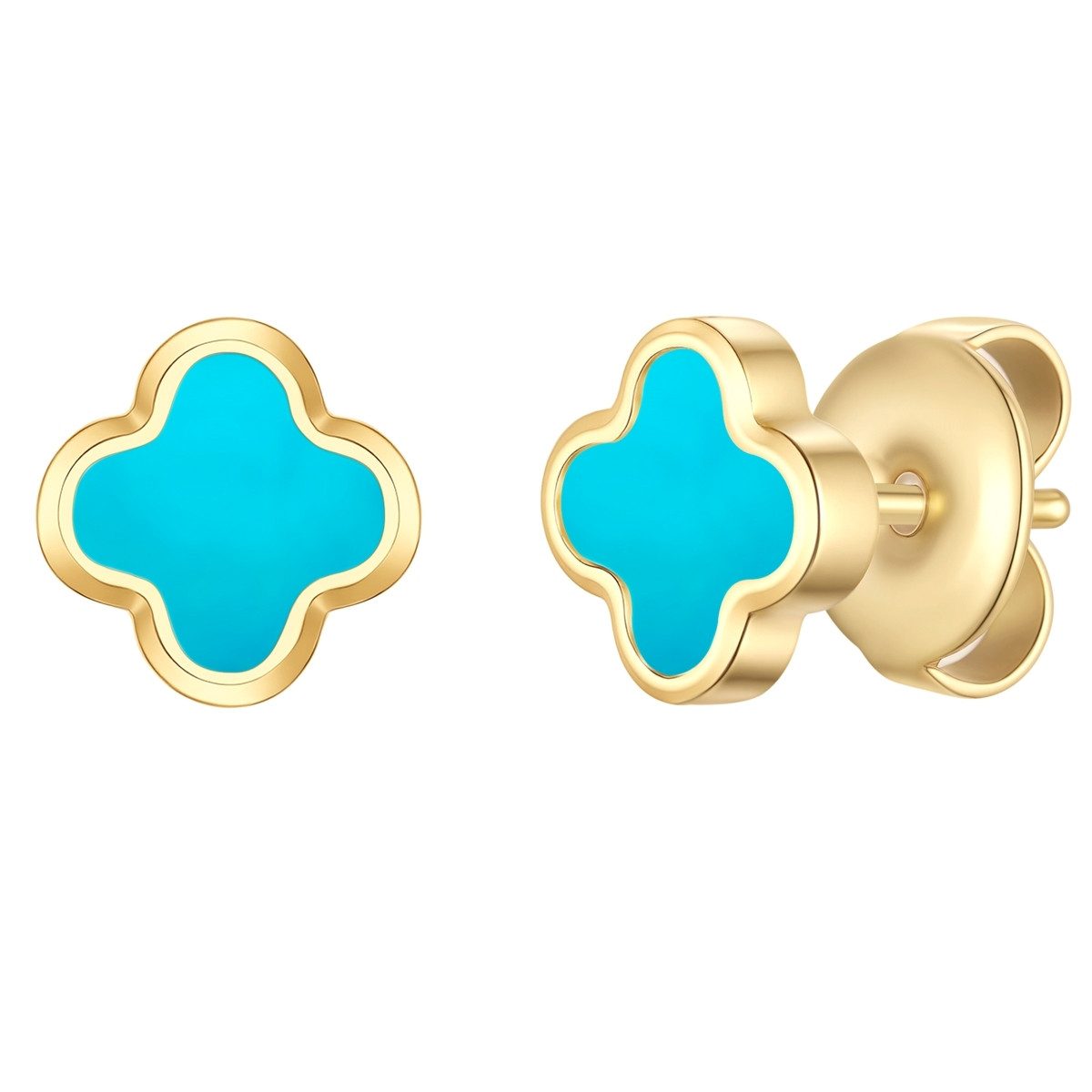 Paar Ohrstecker Kleeblatt gelbgold
