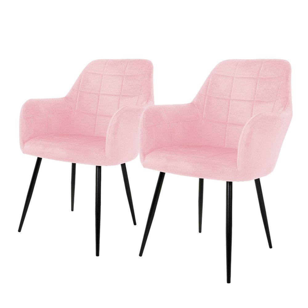 ML-DESIGN Stuhl Esszimmerstuhl ergonomisch & gepolstert Esstischstuhl mit Rückenlehnen (4 St), Wohnzimmerstuhl Rosa/Grau Samtbezug Metallbeine Polsterstuhl – Bild 3 von 5