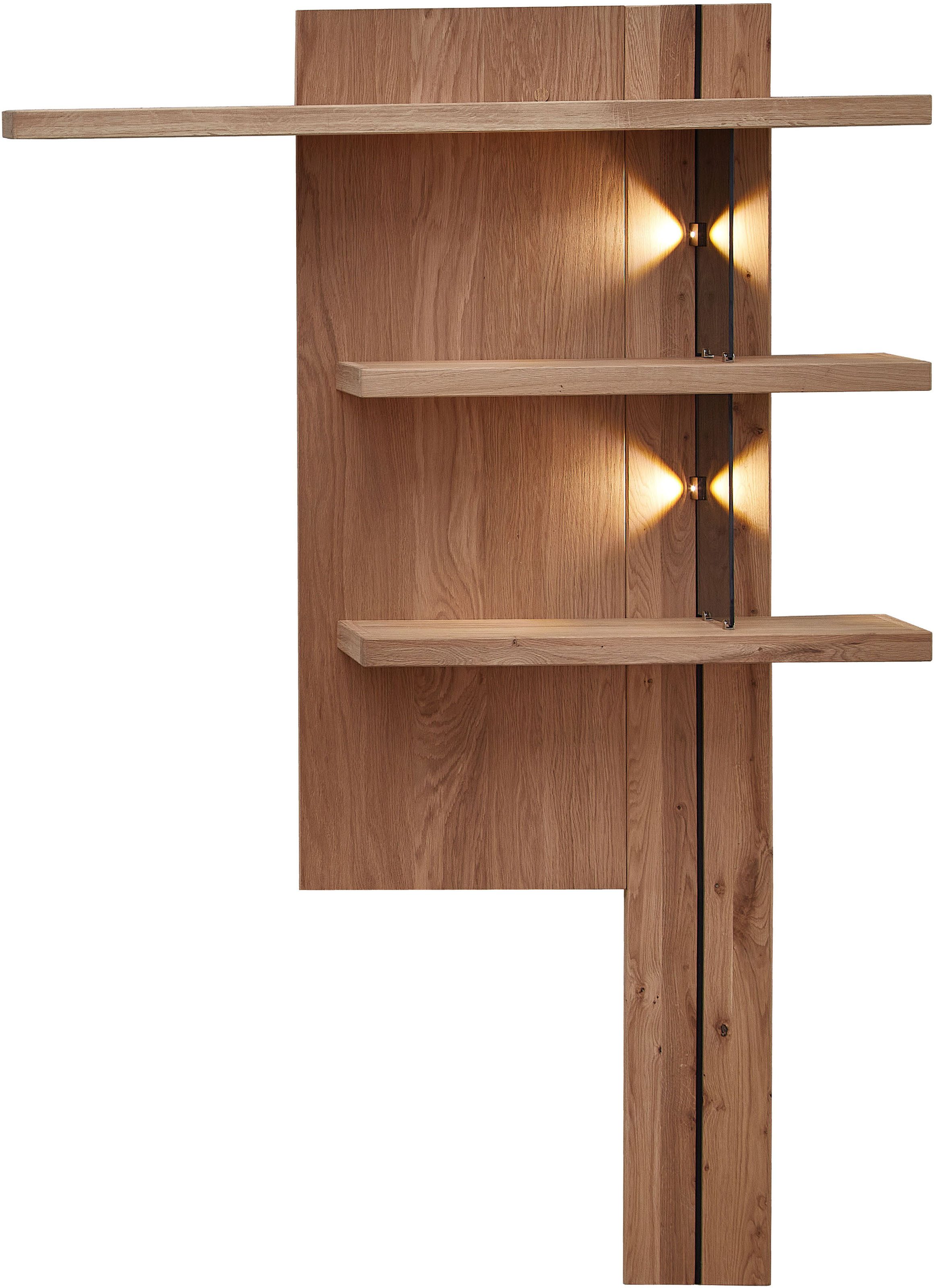 Wohnconcept Wandboard Donna Wandpaneel, 122x174x24 (BxHxT), 1-tlg., Beleuchtung optional bestellbar, 3 Böden, Massivholzblende